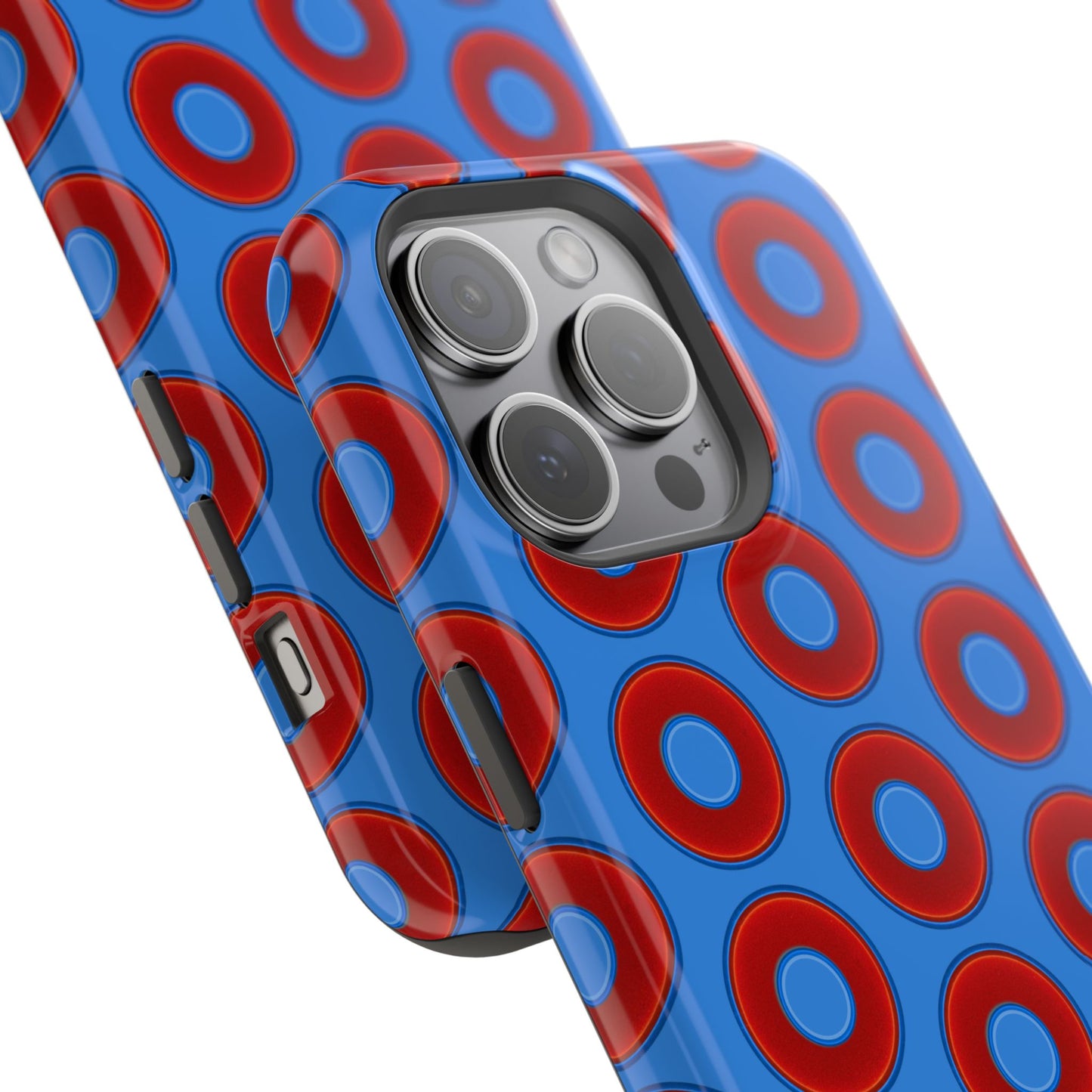 Impact-Resistant Lumpy Donut Case - red vivid donut print w/light royal blue background