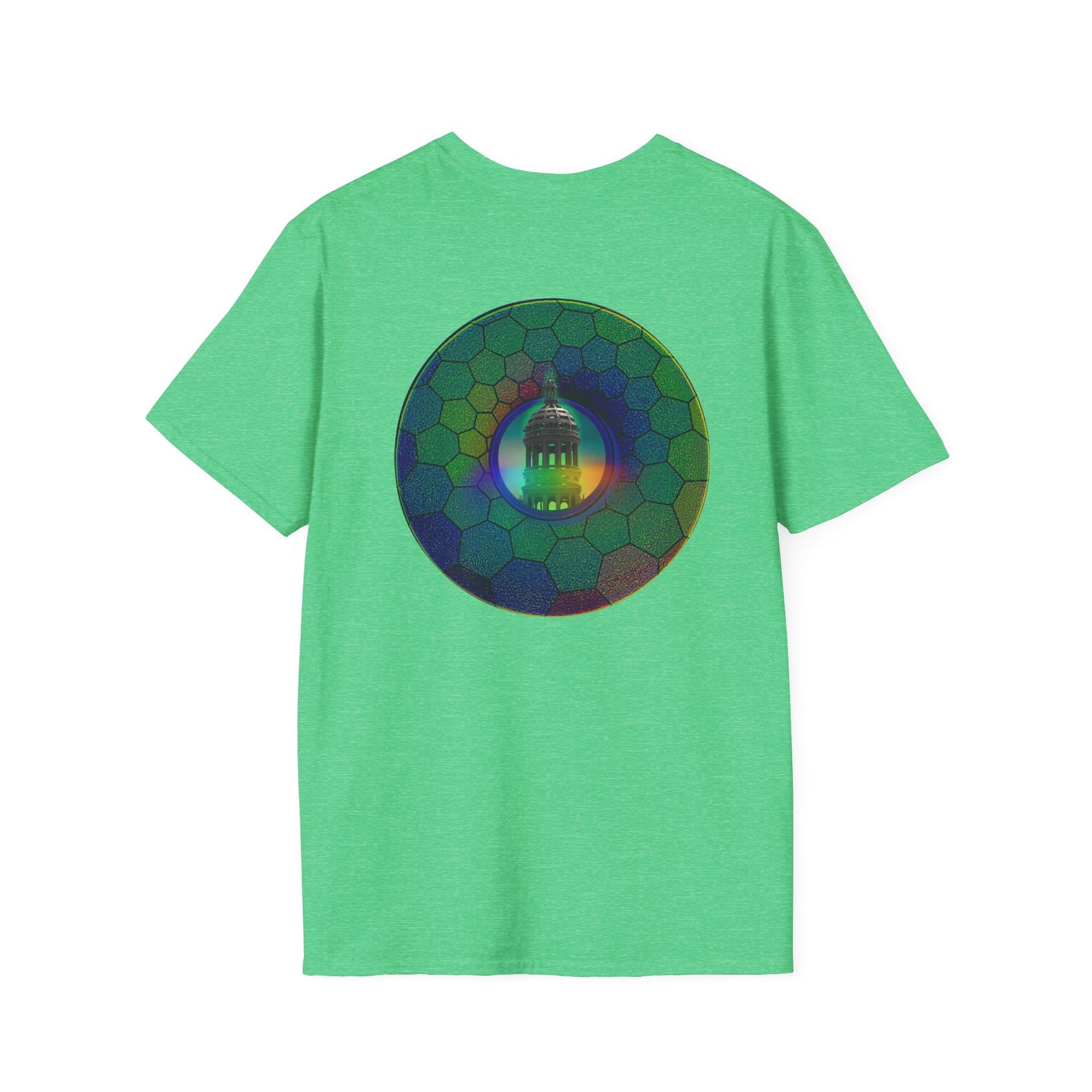 Classic Donut Tee - Unisex Soft-Style - "Save the Mondegreen City Hall Clock Tower" - hexadonut - series 1.0 -variant 1 - green donut