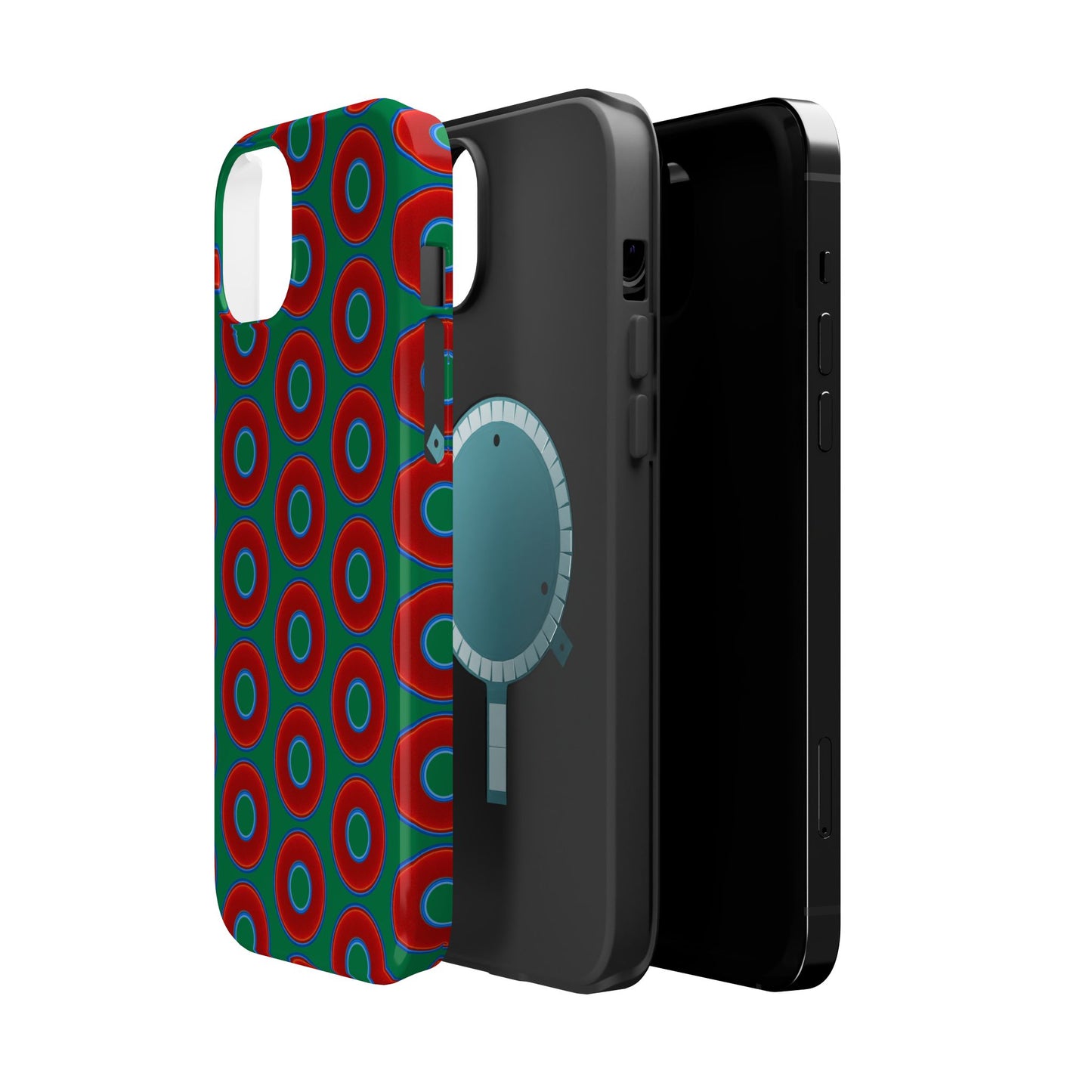 Magnetic Tough Donut Case - red vivid donut print w/green background