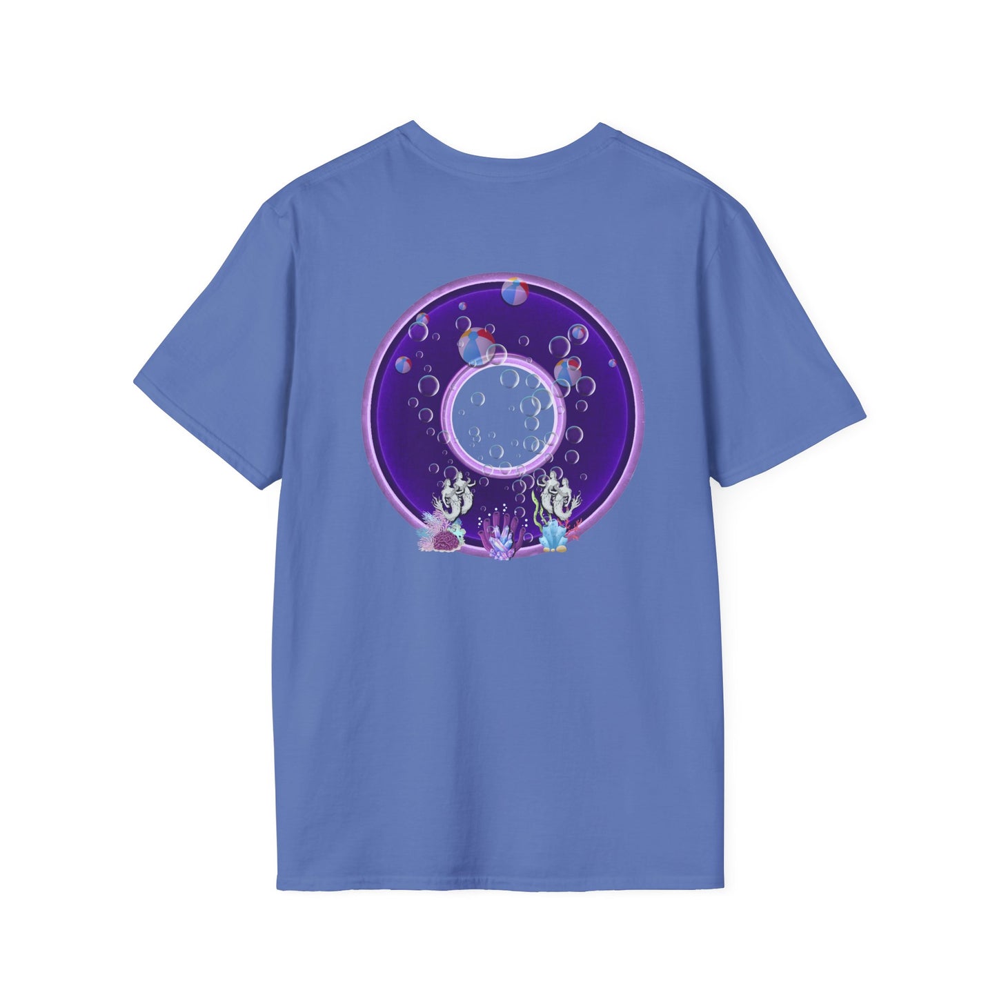 Classic Donut Tee - Unisex Soft-Style - "Sure That Sirens Made This Donut For Me" - vivid dark purple/light purple donut
