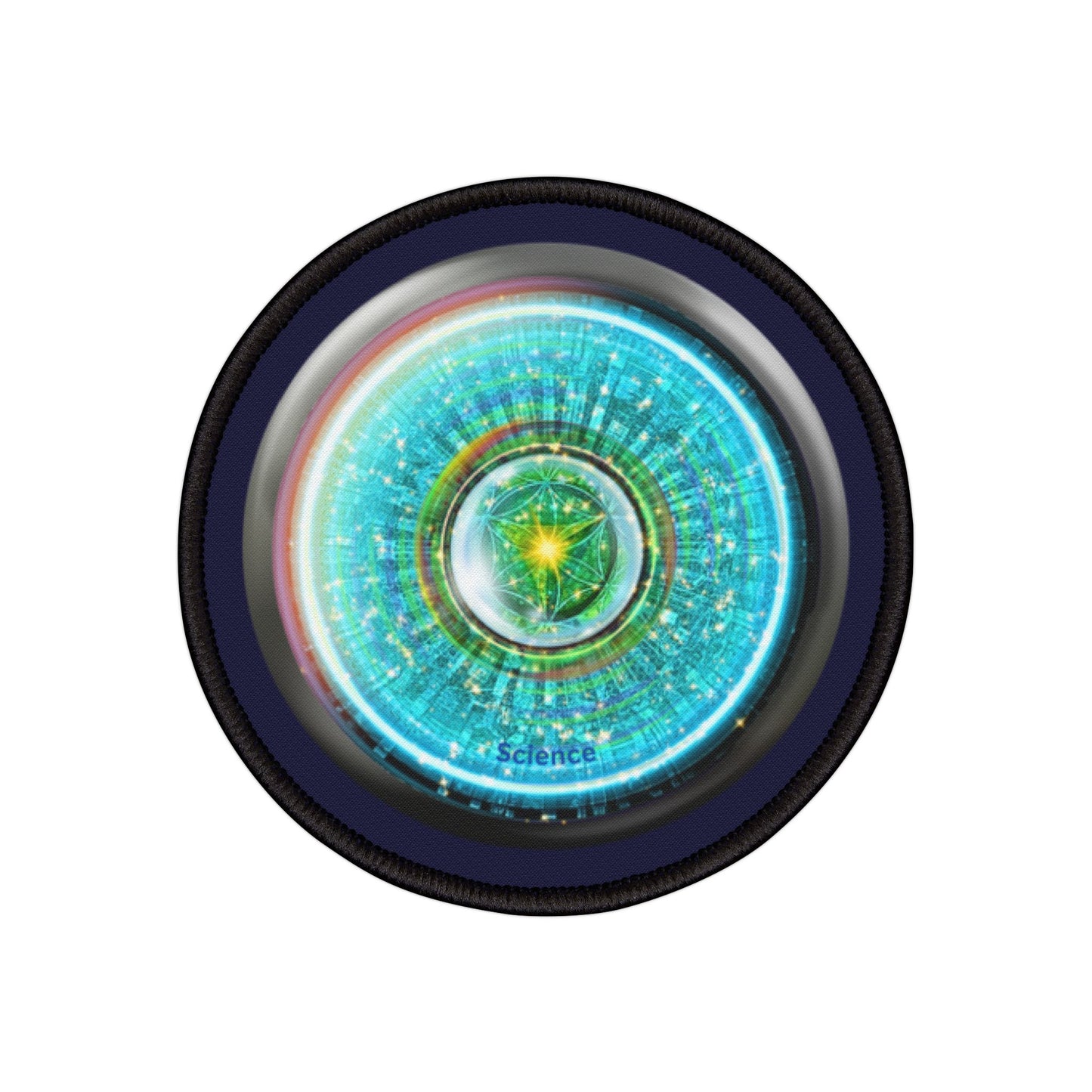 Iron-On Donut Patch - "Donut of Life Patch" - vivid turquoise tube donut - variant 3