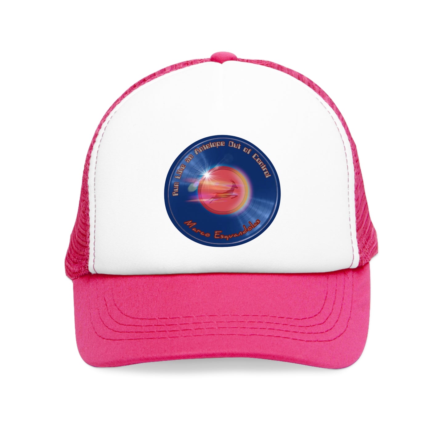 Lumpy Trucker Hat - "Eat Donuts Like an Antelope Out of Control" - blue donut