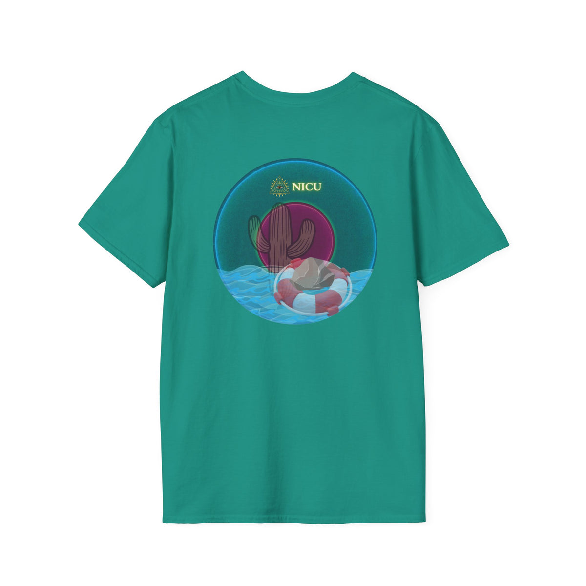 Classic Donut Tee - Unisex Soft-Style - "Masonic Donut of Rites" - series 1.0  - vivid dark teal donut
