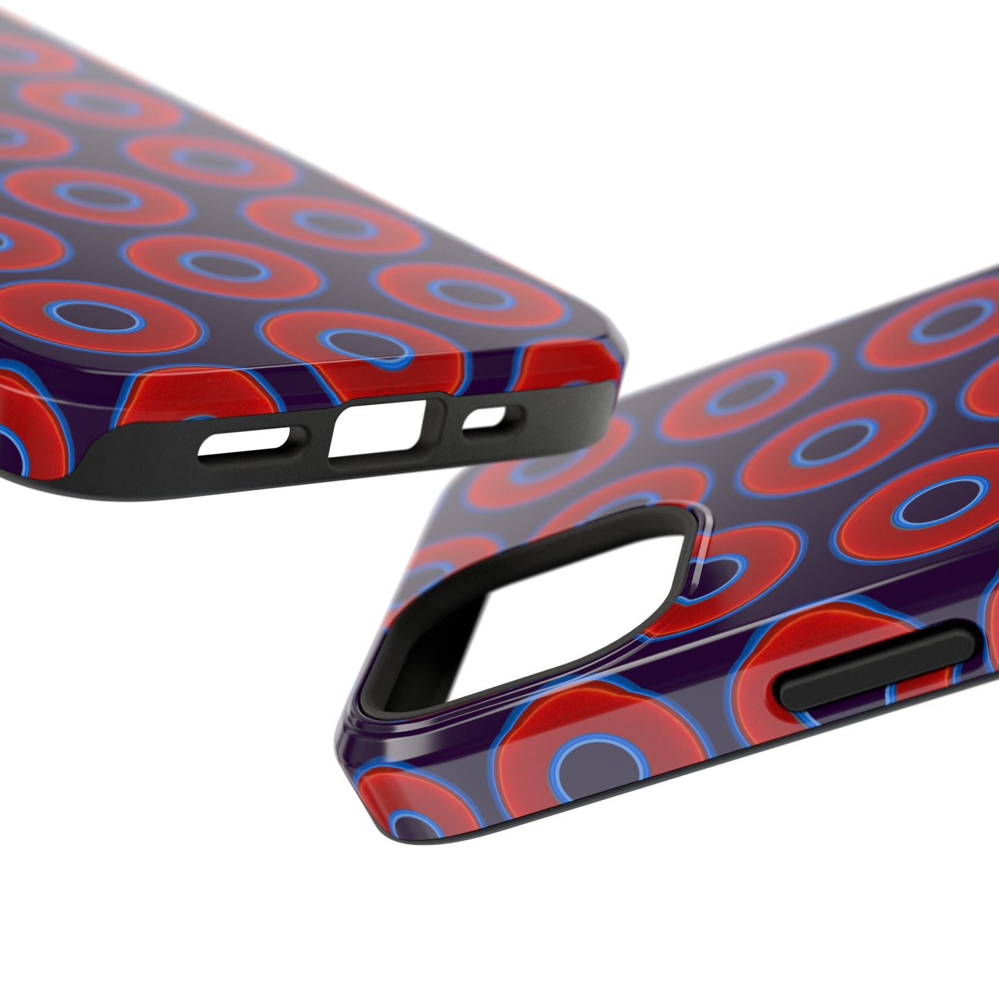 Impact-Resistant Lumpy Donut Case - red vivid donut print w/midnight purple background