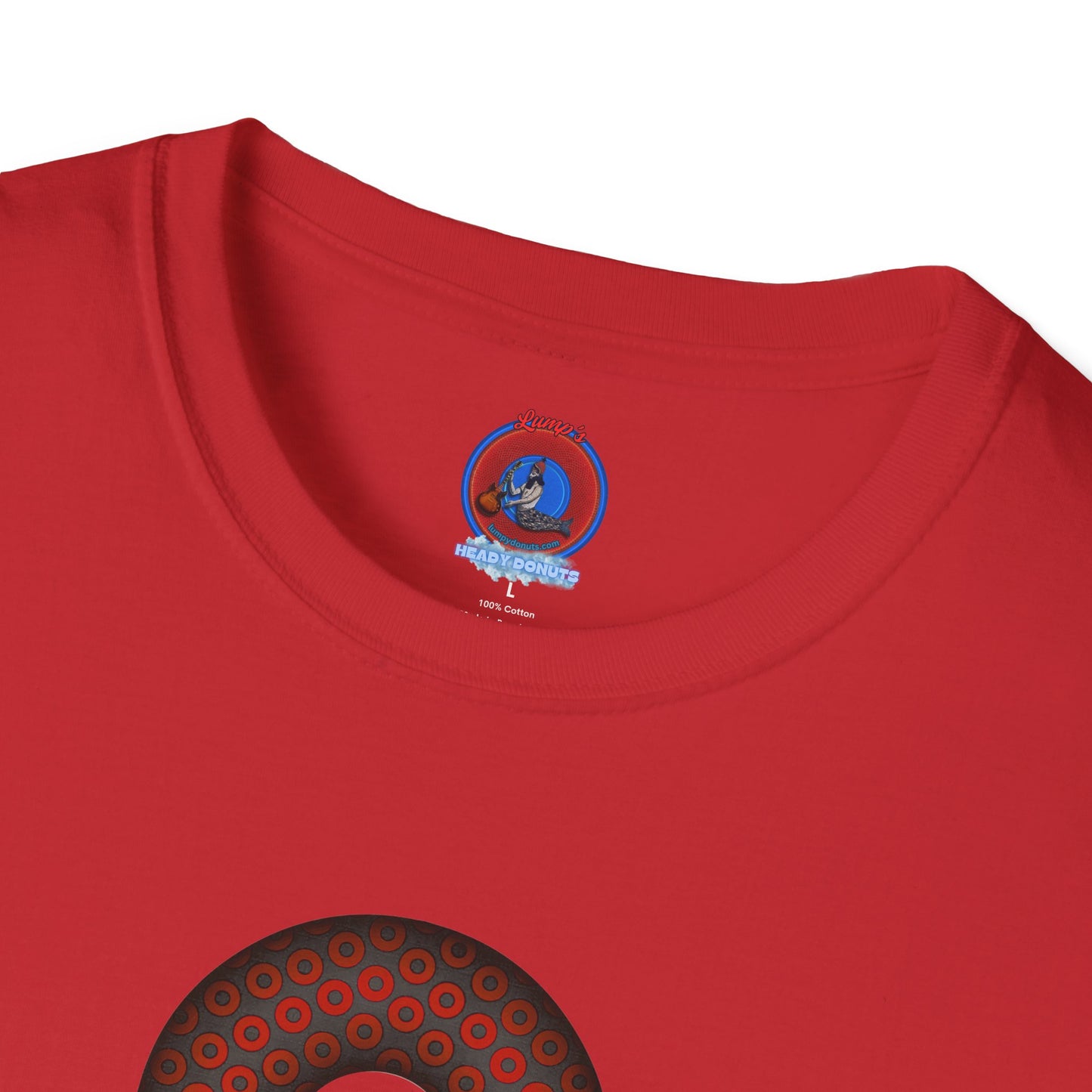 Plain Donuts/Unisex Soft-Style - "Plain Paradoxical Grided Donut" - red/dark gray donuts