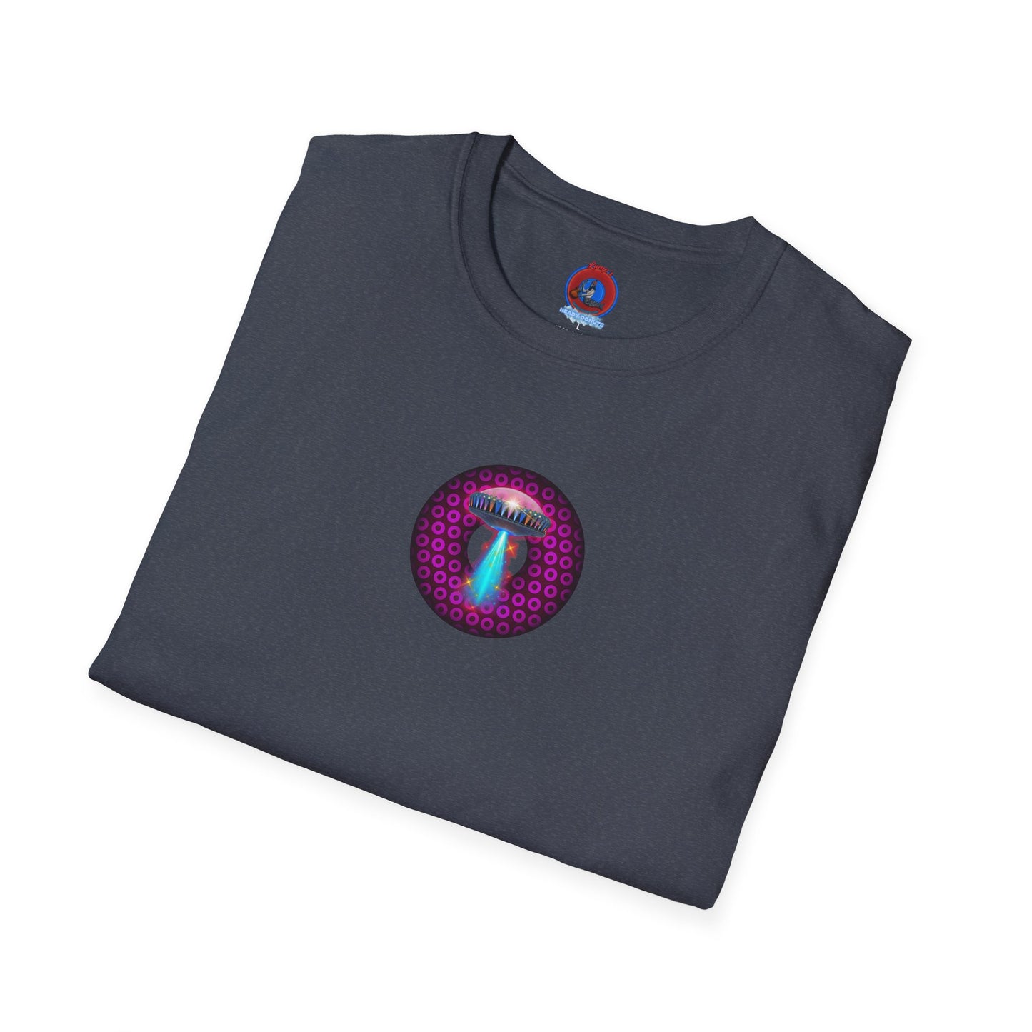 Coffee Traders Tee - Unisex Soft-Style - "Blastoff " - paradoxical donuts - variant 1 - mothership front/logo back