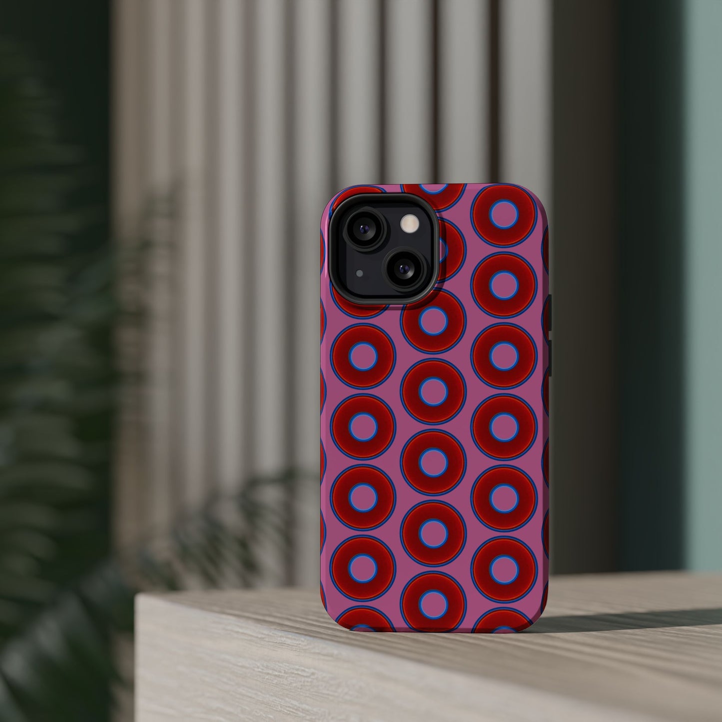 Magnetic Tough Donut Case - red vivid donut print w/pink background