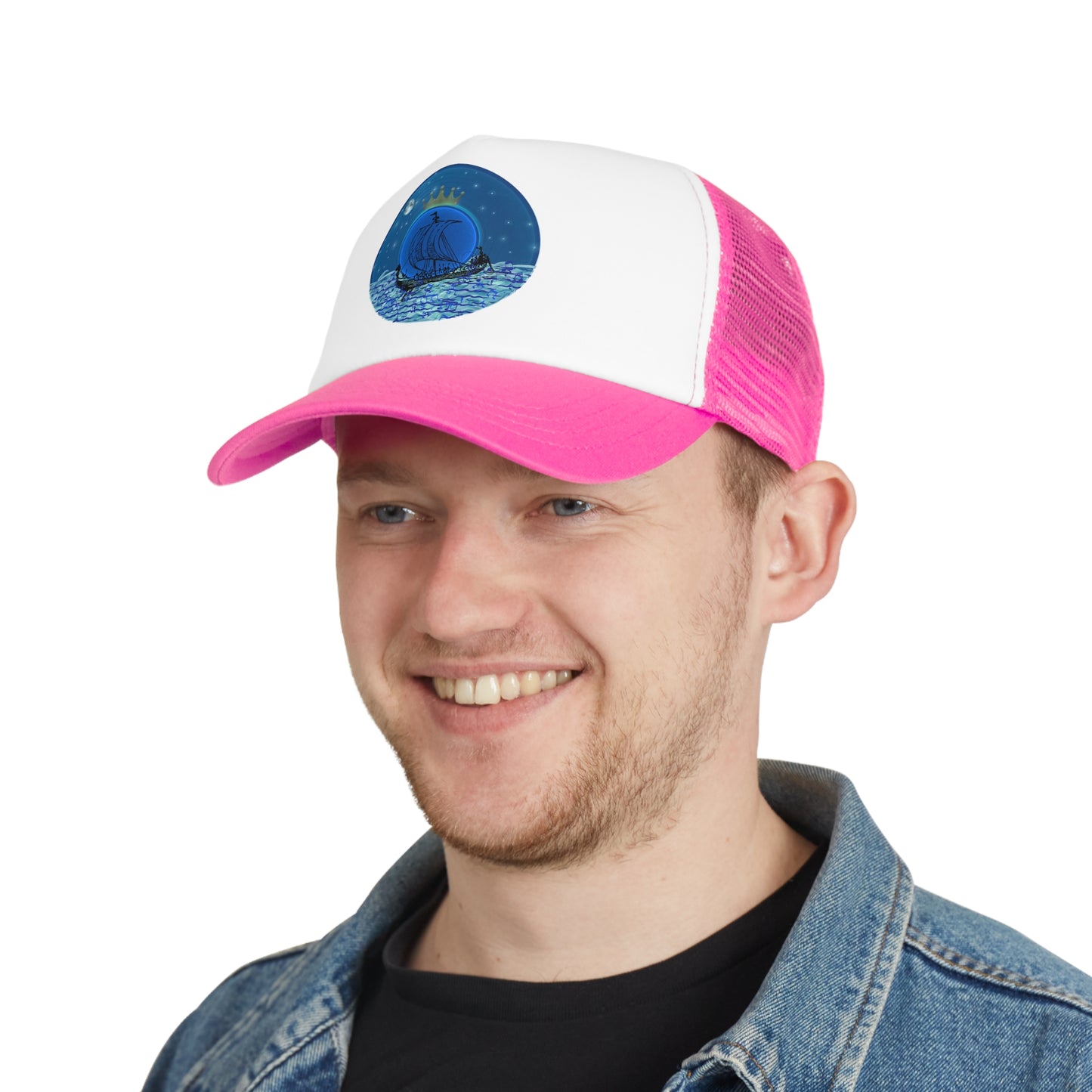 Lumpy Trucker Hat - "Stately Donut of the Prince" - blue