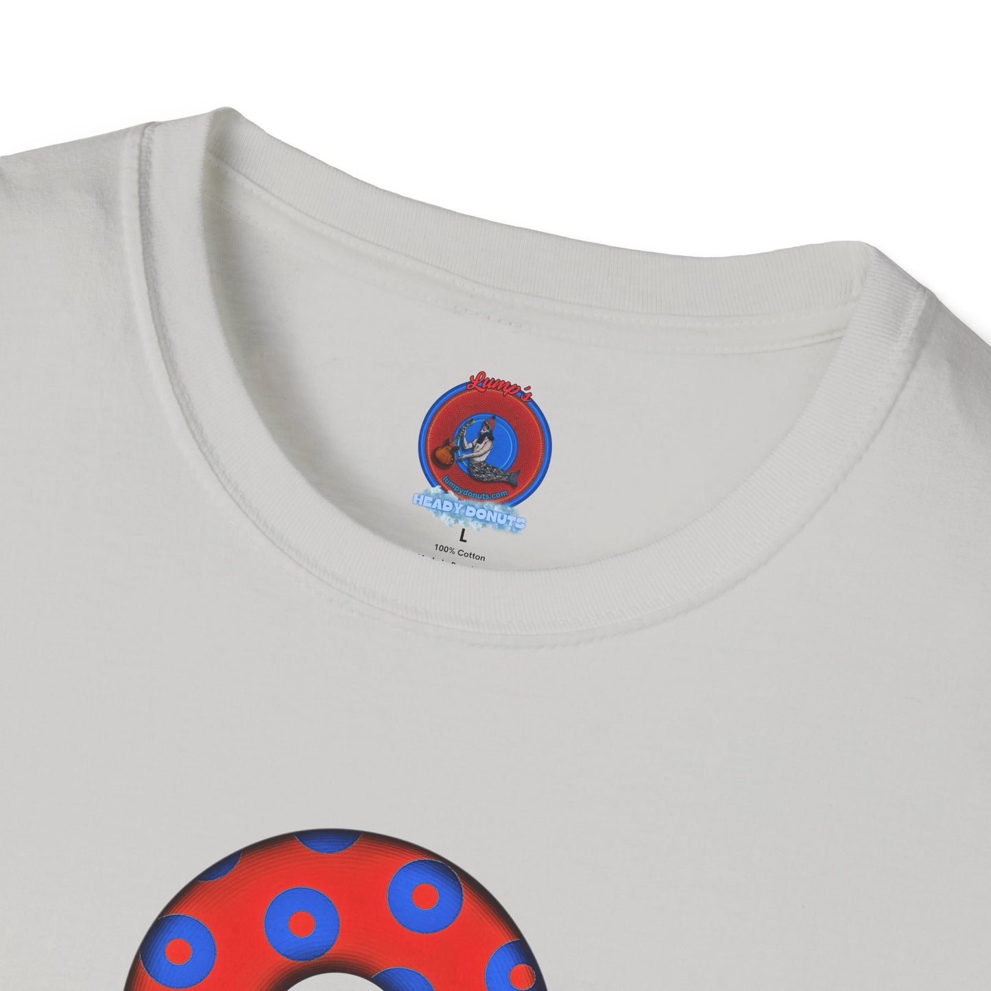 Plain Donuts/Unisex Soft-Style - "Plain Blimpy Paradoxical Donuts" - red/blue donuts