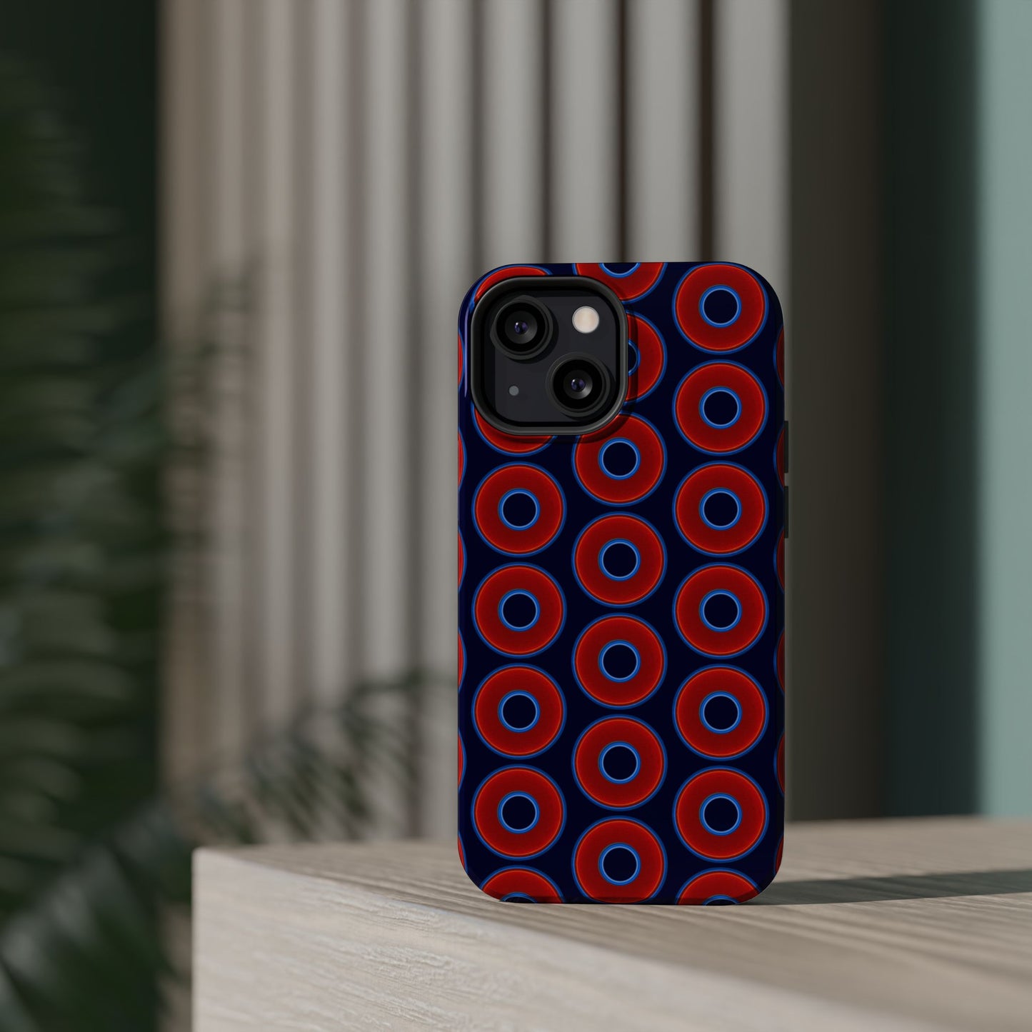 Magnetic Tough Donut Case - red vivid donut print w/midnight blue background