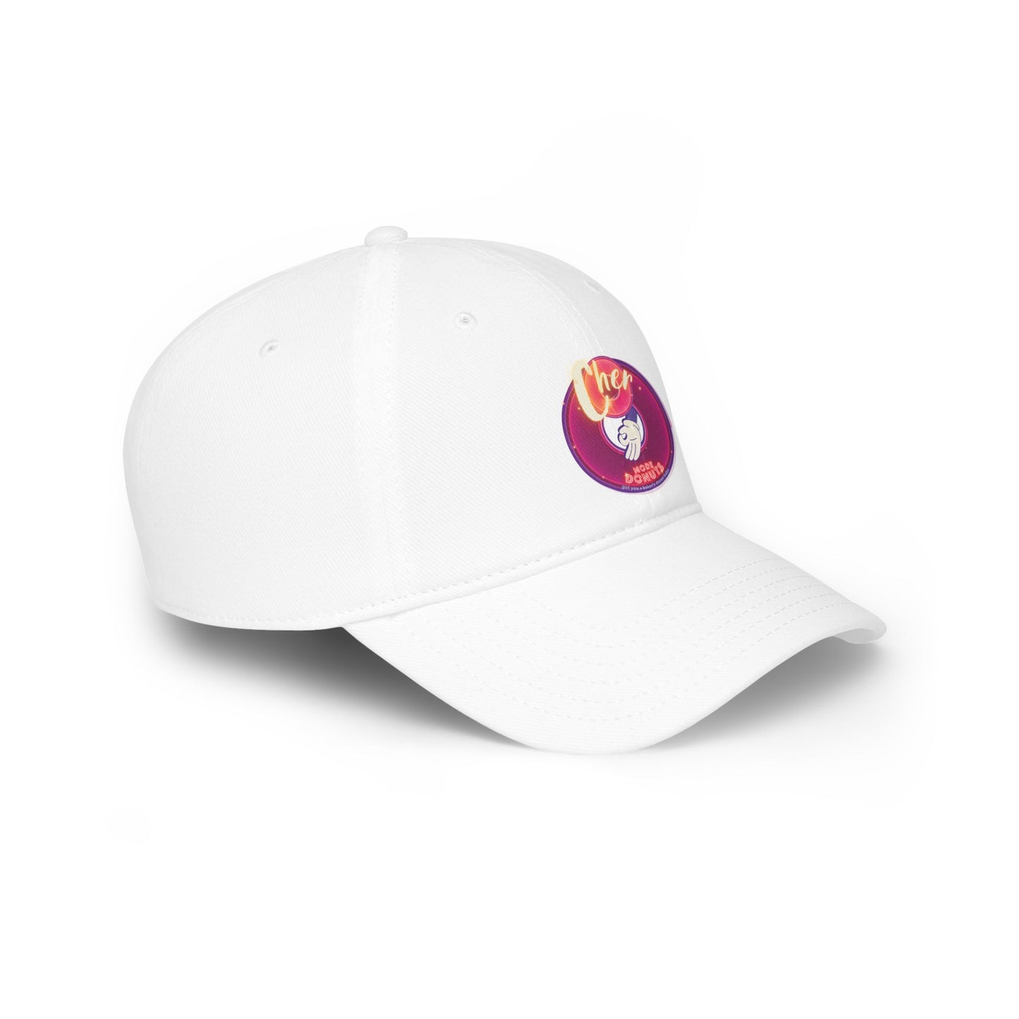 Lumpy Donut Baseball Cap - "Cher-ing is Caring Donut Cap" - variant 1 - vivid magenta donut w/ [*charitable donut]