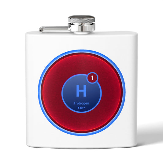 Lump's Donut Flask 6 oz -  "Flask full of Hydrogen" - vivid red donut - [*w/your choice of 6 backgrounds]