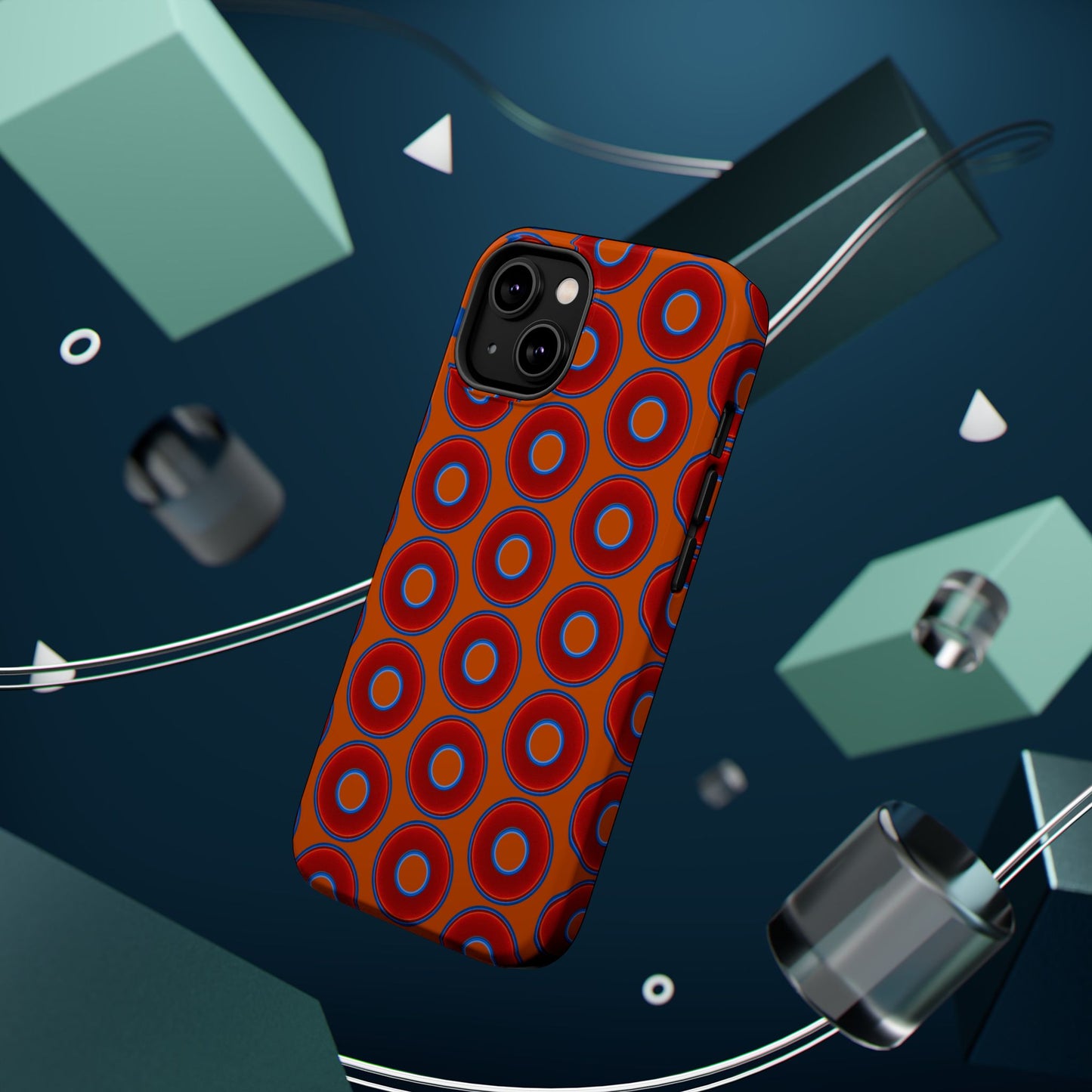 Magnetic Tough Donut Case - red vivid donut print w/dark orange background