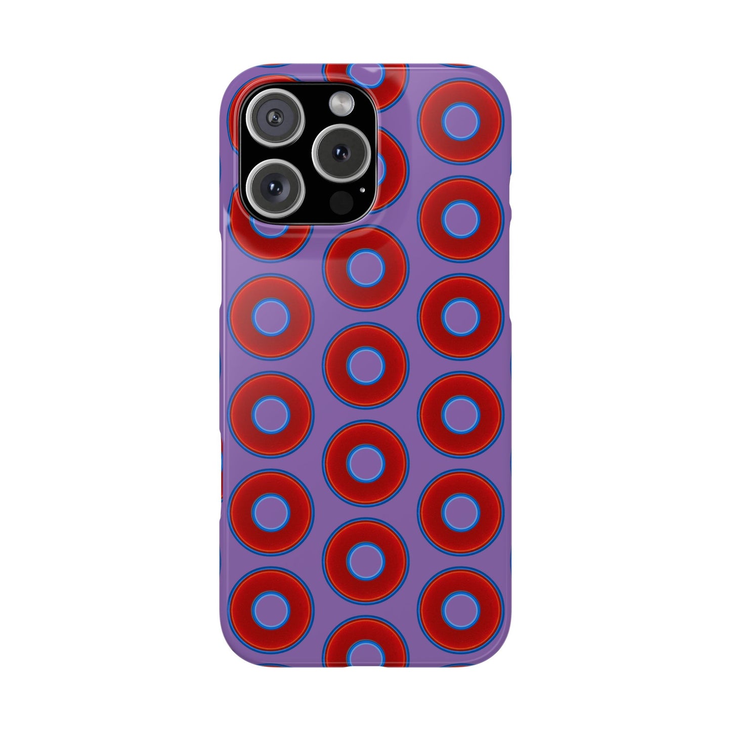 Lumpy Donut Snap Case - red vivid donut print w/light purple background