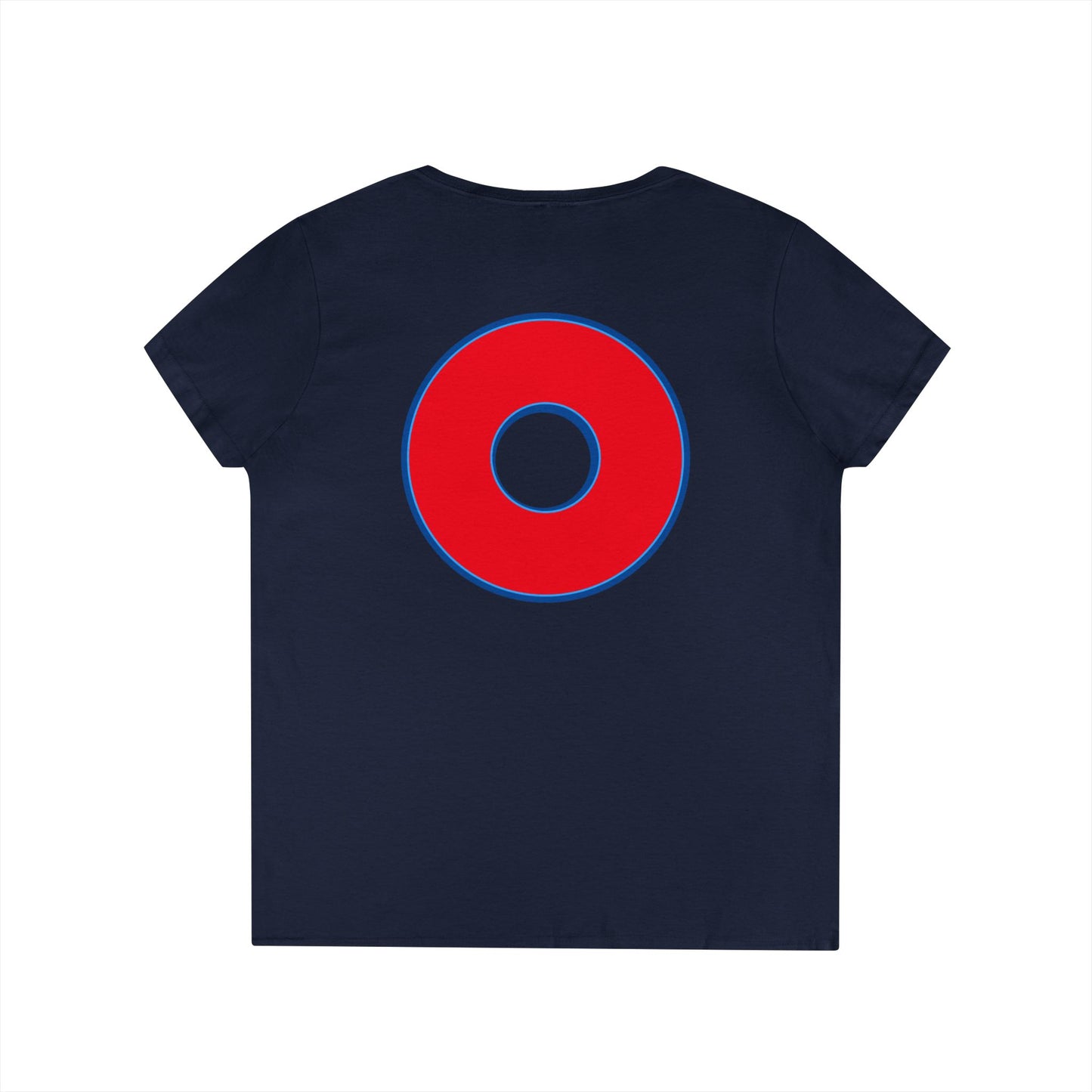 Women's Donut V-Neck Tee - "Red Philly Special" - plain red donuts w/blue outline