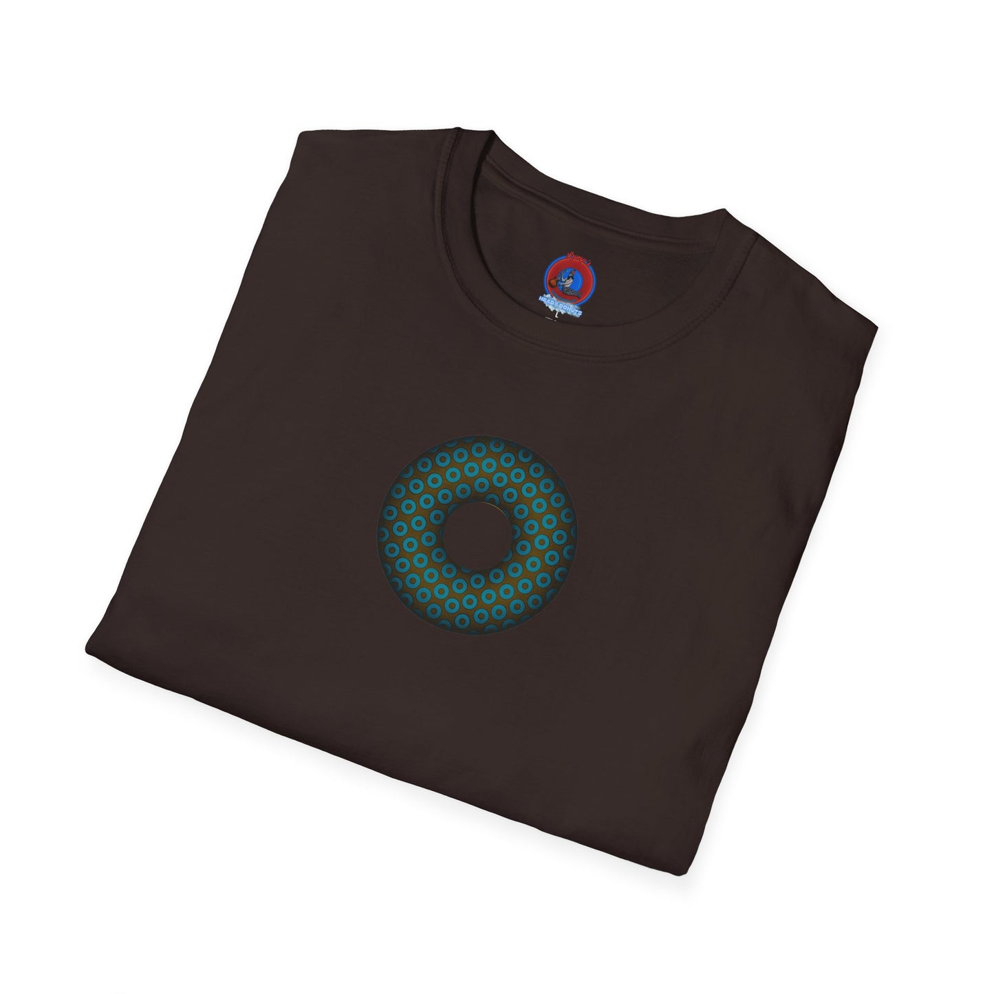 Plain Donuts/Unisex Soft-Style - "Plain Paradoxical Grided Donuts" - teal/brown donuts