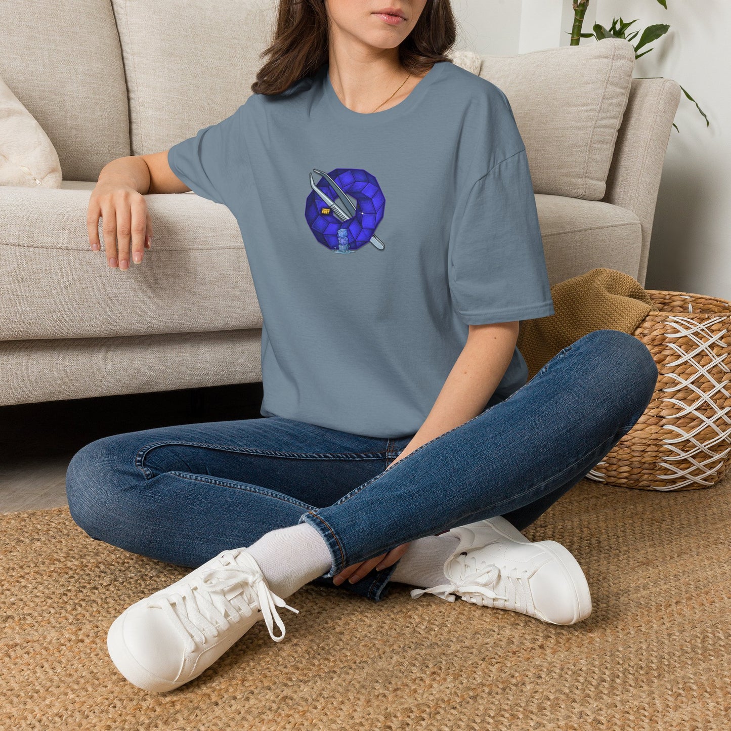 Classic Donut Tee - Unisex Soft-Style - "The Teasing Festivus Donut" - blue rustic cubed donut