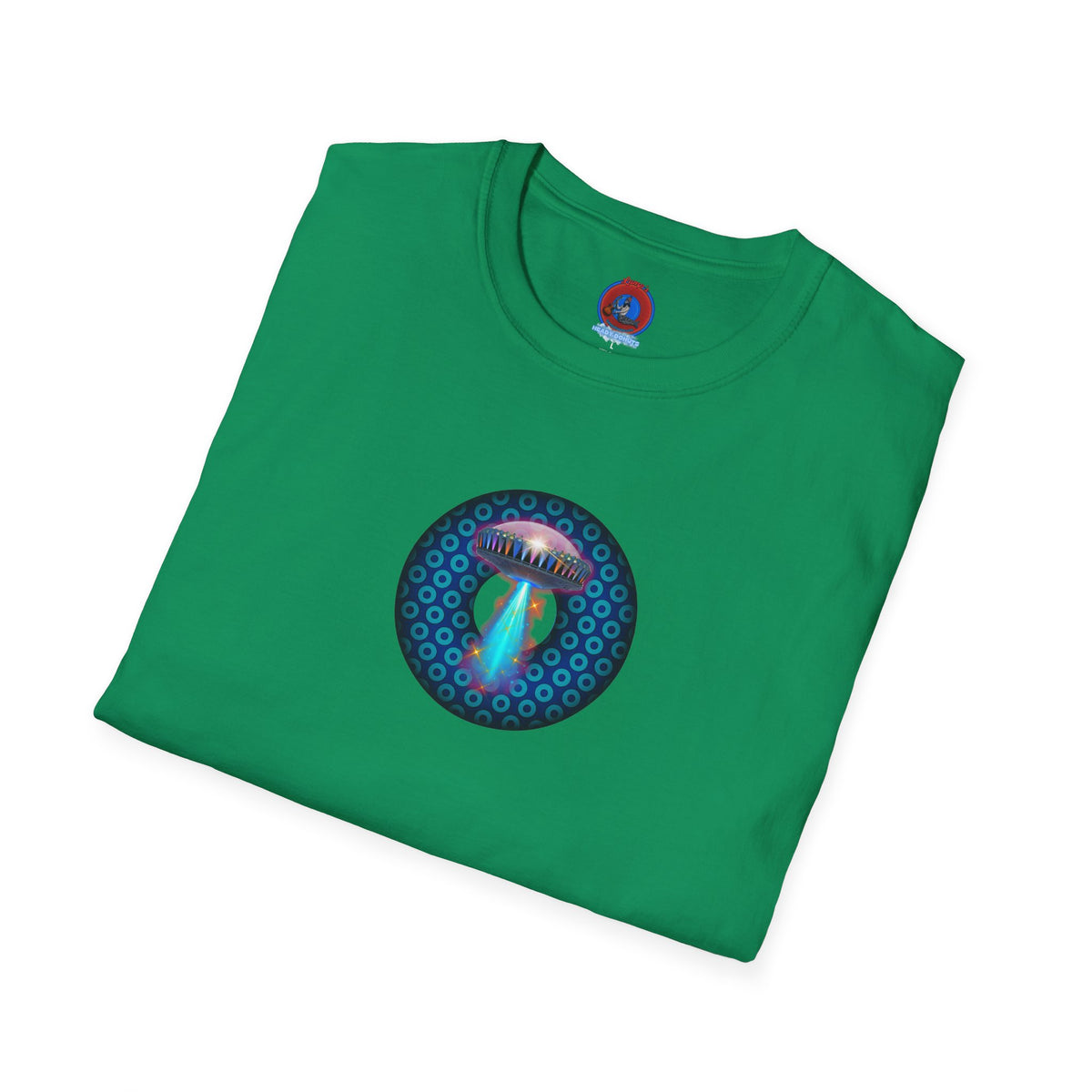 Classic Donut Tee - Unisex Soft-Style - "Donuts now Served on the Mothership" - series 1.0  - variant 3  - blue/light blue donut