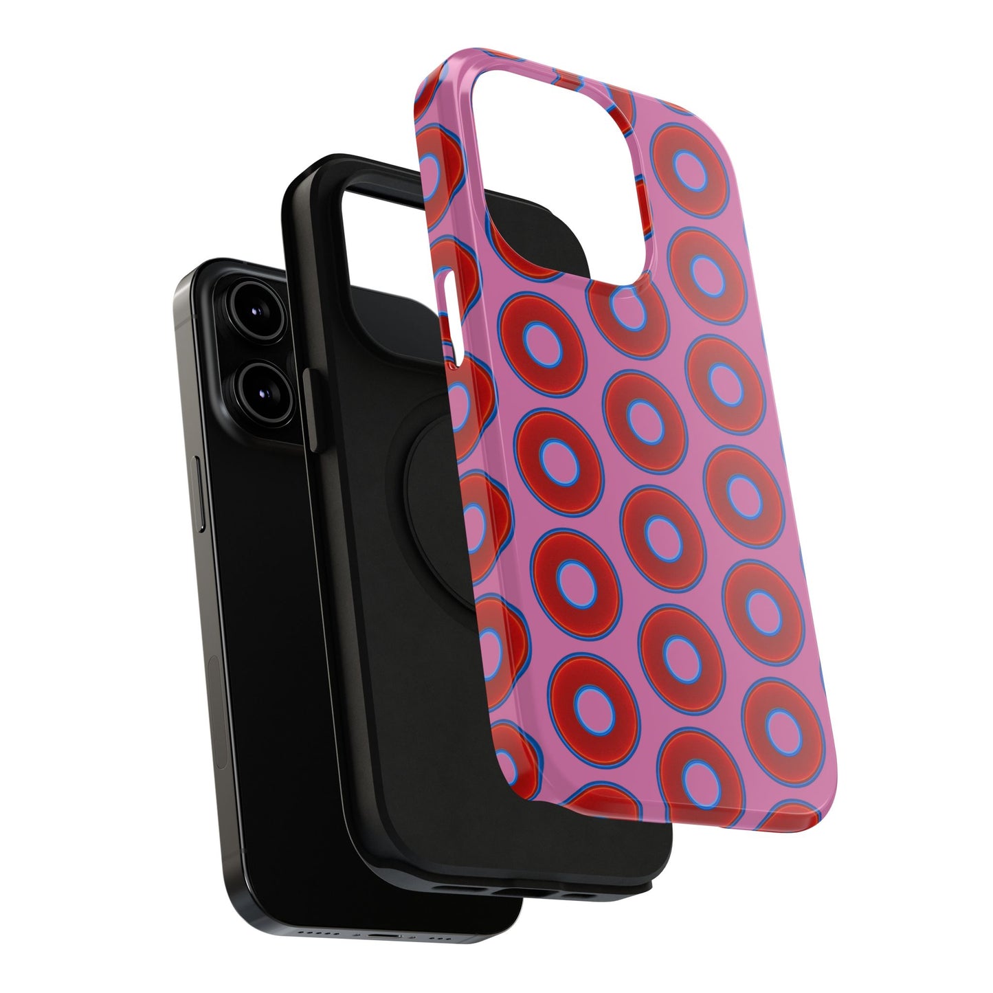 Impact-Resistant Lumpy Donut Case - red vivid donut print w/pink background