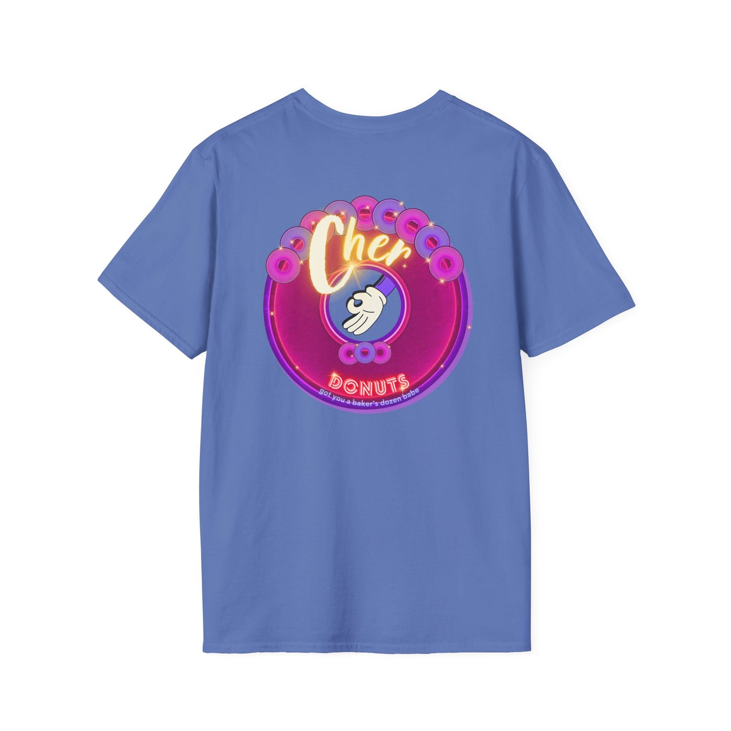 Classic Donut Tee - Unisex Soft-Style - "Chering is Caring Donut' - vivid magenta/purple donut