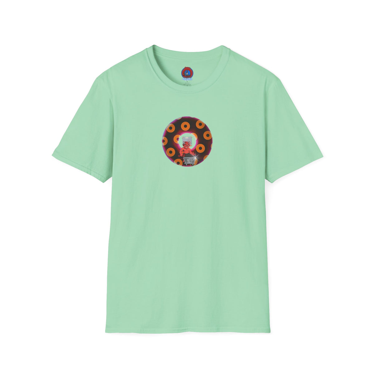 Classic Donut Tee - Unisex Soft-Style - "Every 46th Day Tee Shirt" - paradoxical dark magenta/orange donut