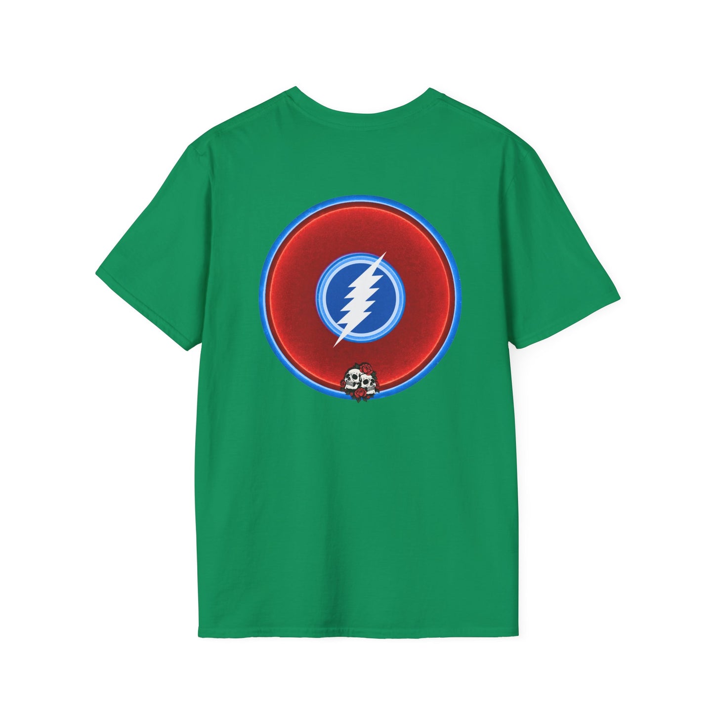 Classic Donut Tee - Unisex Soft-Style - The Grateful Donut" - vivid red/blue donut