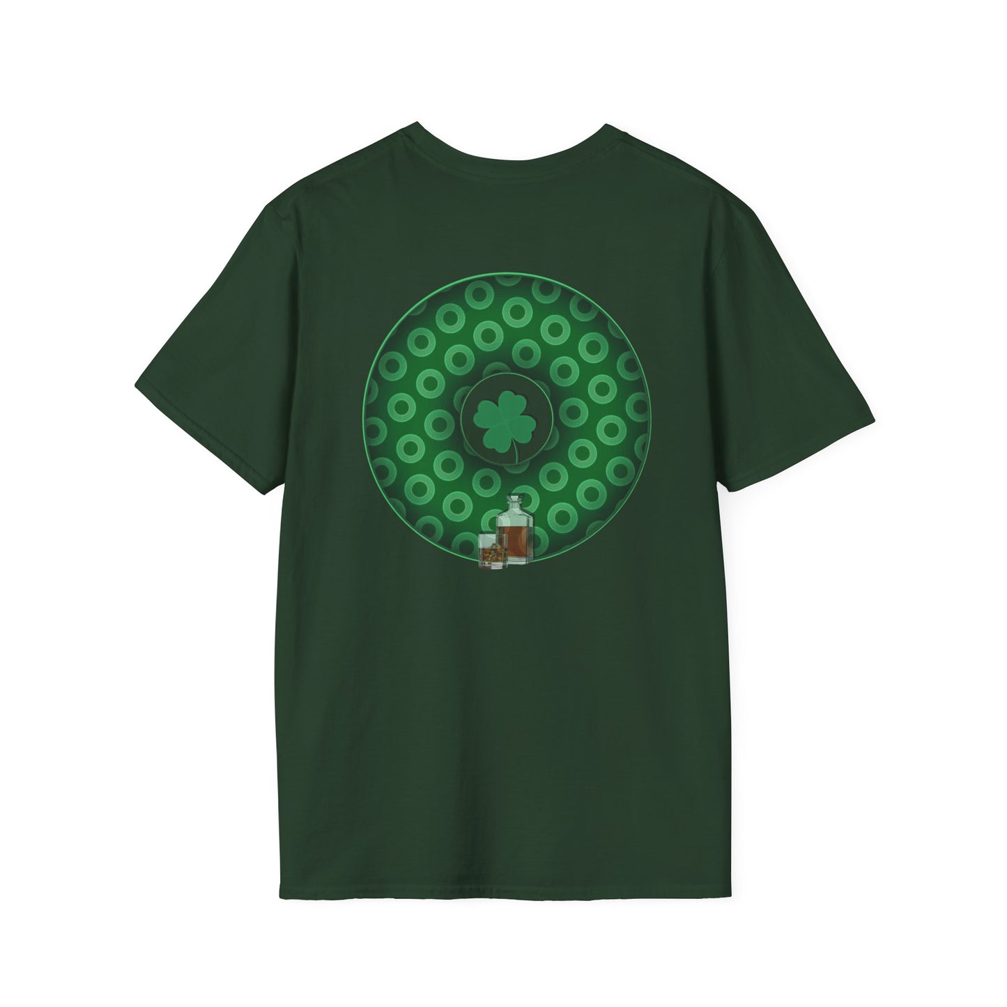 Classic Donut Tee - Unisex Soft-Style - "Patron Saint of Donuts" - St. Patrick's Day Donut - w/whiskey - holiday edition - variant 2