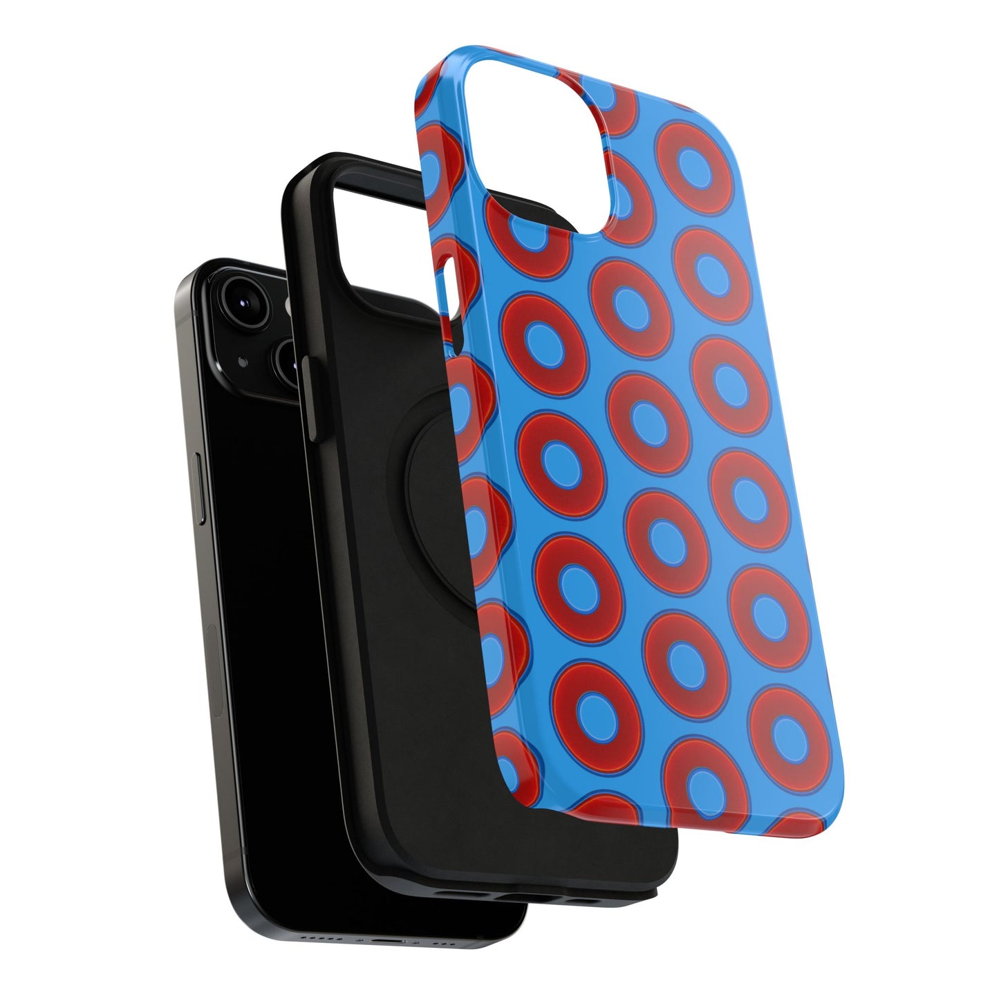 Impact-Resistant Lumpy Donut Case - red vivid donut print w/sky royal blue background
