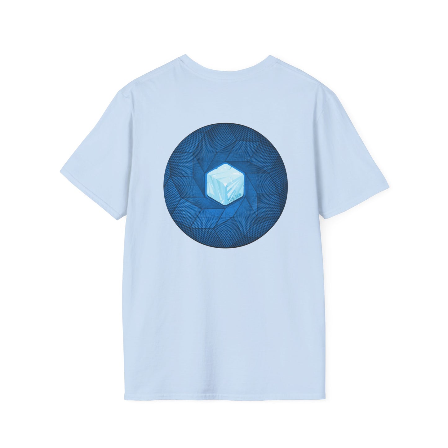 Coffee Traders Tee - Unisex Soft-Style - "Tasty Coffee" - paradoxical donut/cubed blue donut - variant 2 - logo front/It's Ice Cube's back
