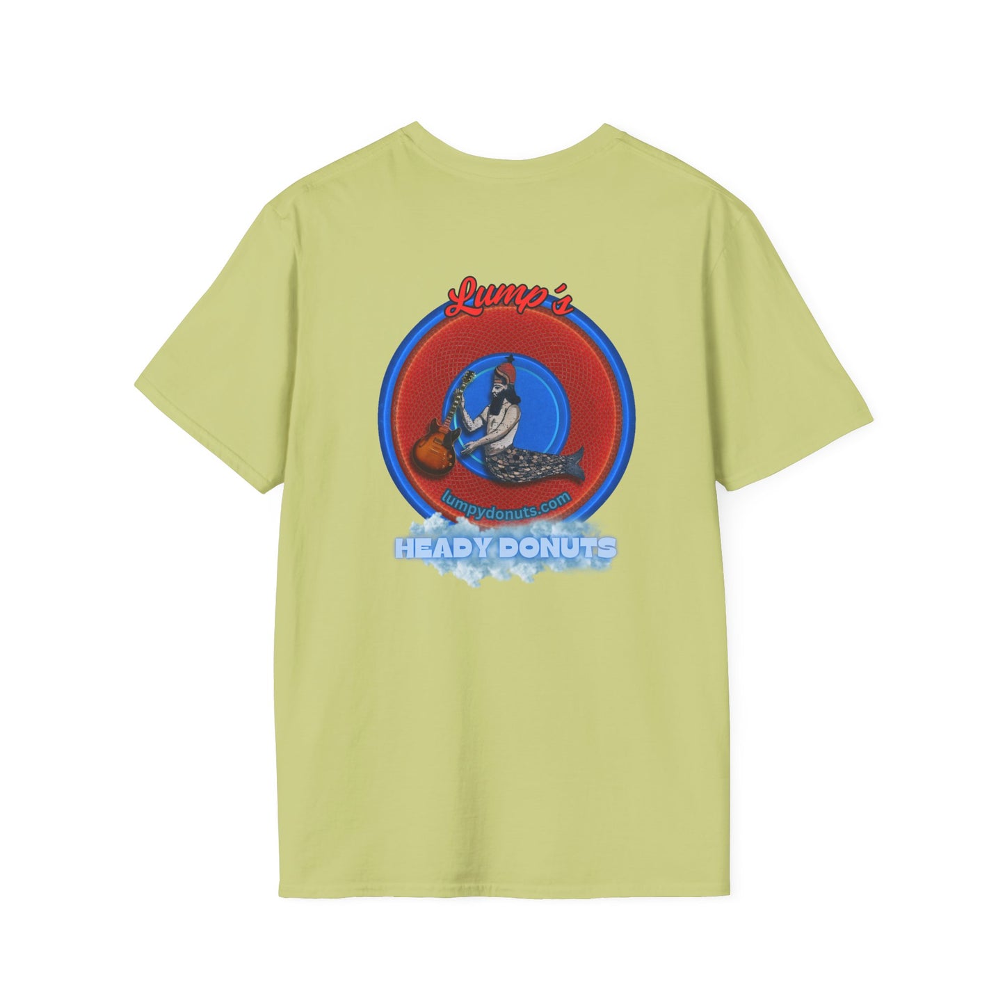 Classic Donut Tee - Unisex Soft-Style - "Lump's Heady Donuts Logo" - series 1.0  - red/blue rustic donut