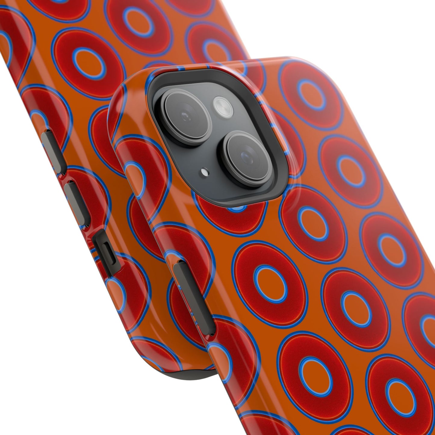 Magnetic Tough Donut Case - red vivid donut print w/dark orange background