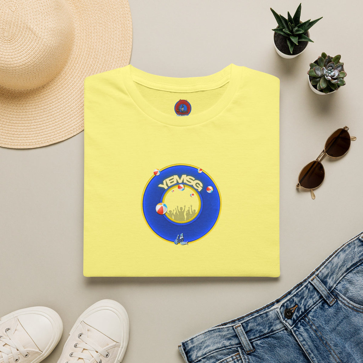 Donut Tee - Unisex Soft-Style - "The Donut's Secret Ingredient? MSG" - vivid blue/yellow donut - variant 2