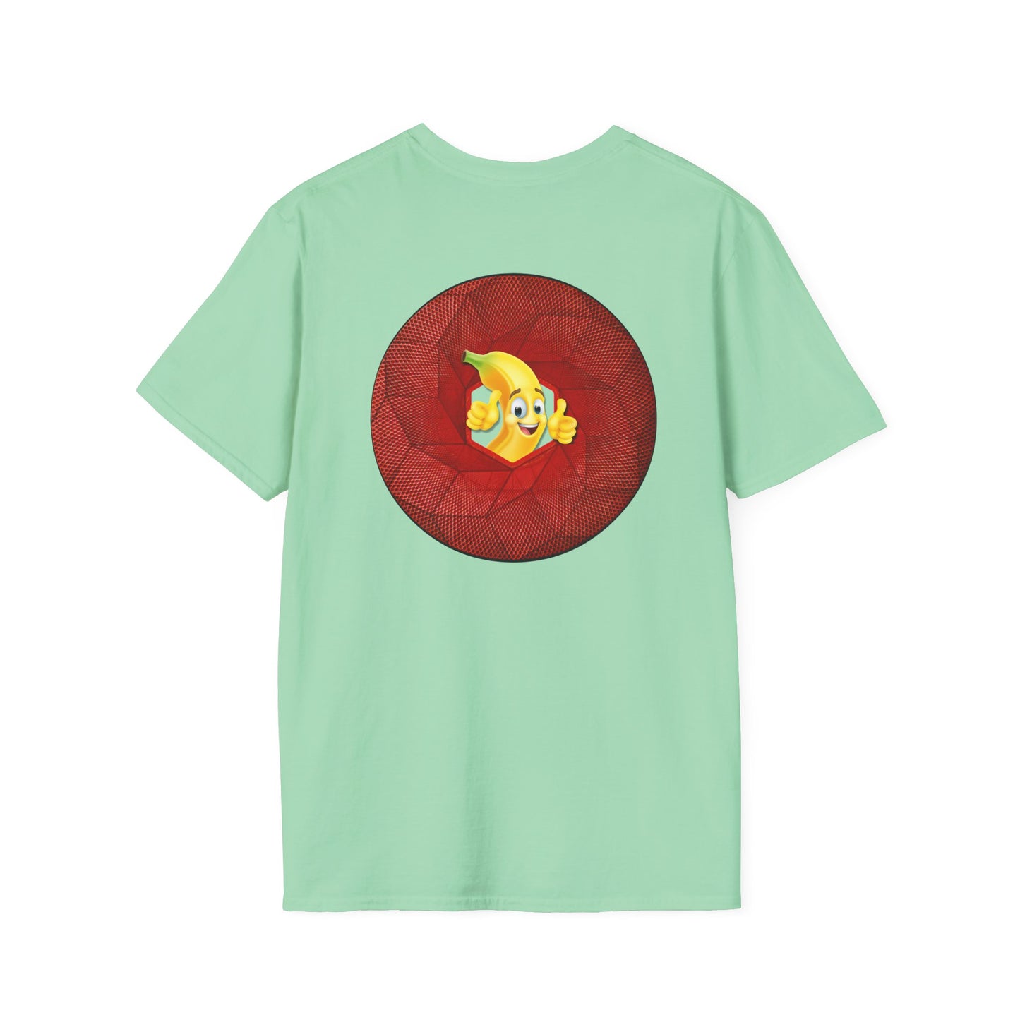 Classic Donut Tee - Unisex Soft-Style - "Dis sheet, it's bananas!" - series 1.0 - variant 1 - cubed red donut