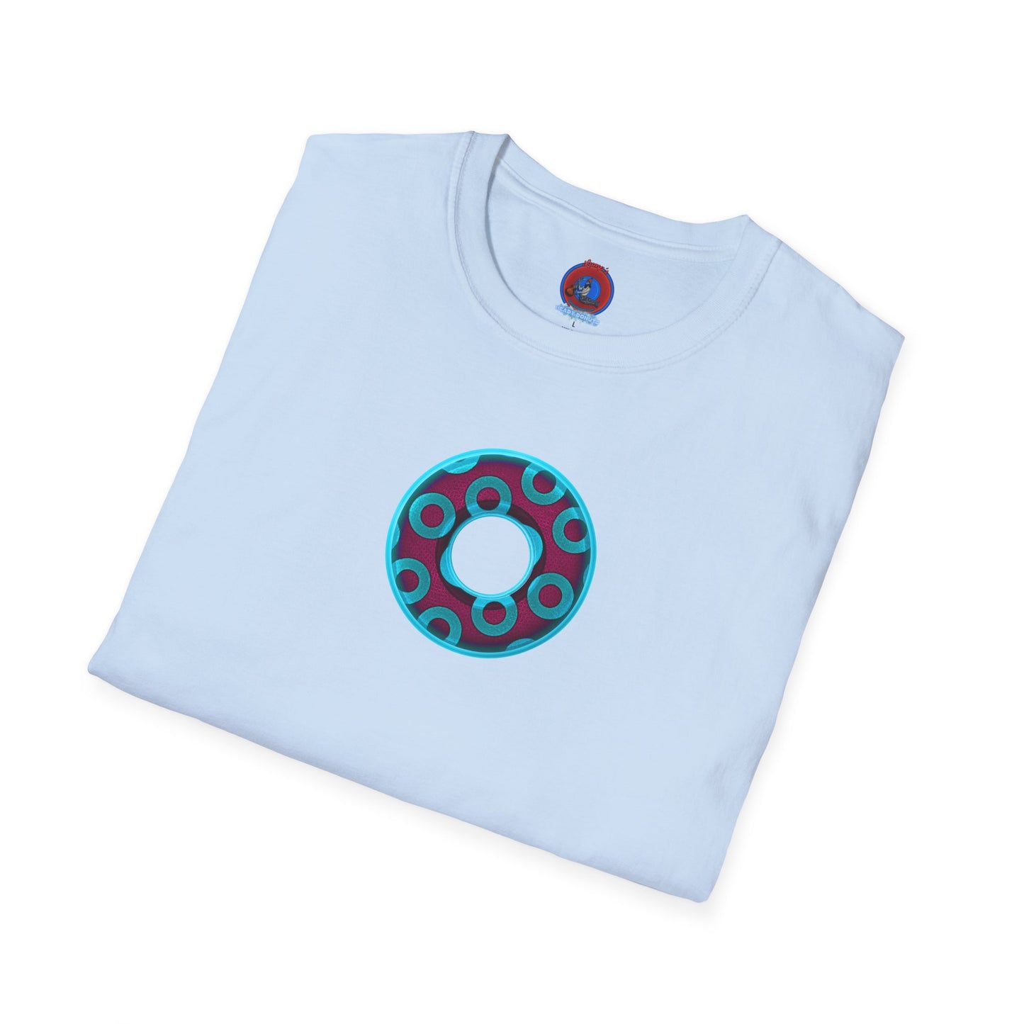 Plain Donuts/Unisex Soft-Style - "Plain Rustic Paradoxical Donuts" - aquamarine/burgundy donuts