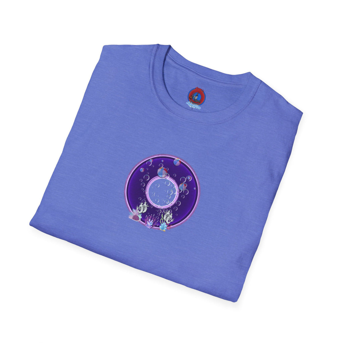 Classic Donut Tee - Unisex Soft-Style - "Sure That Sirens Made This Donut For Me" - vivid dark purple/light purple donut