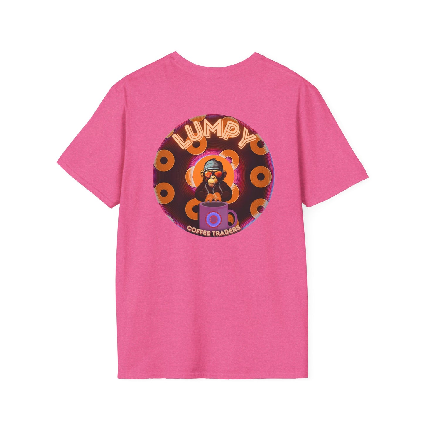 Coffee Traders Tee - Unisex Soft-Style - "Blastoff " - paradoxical donuts - variant 1 - mothership front/logo back