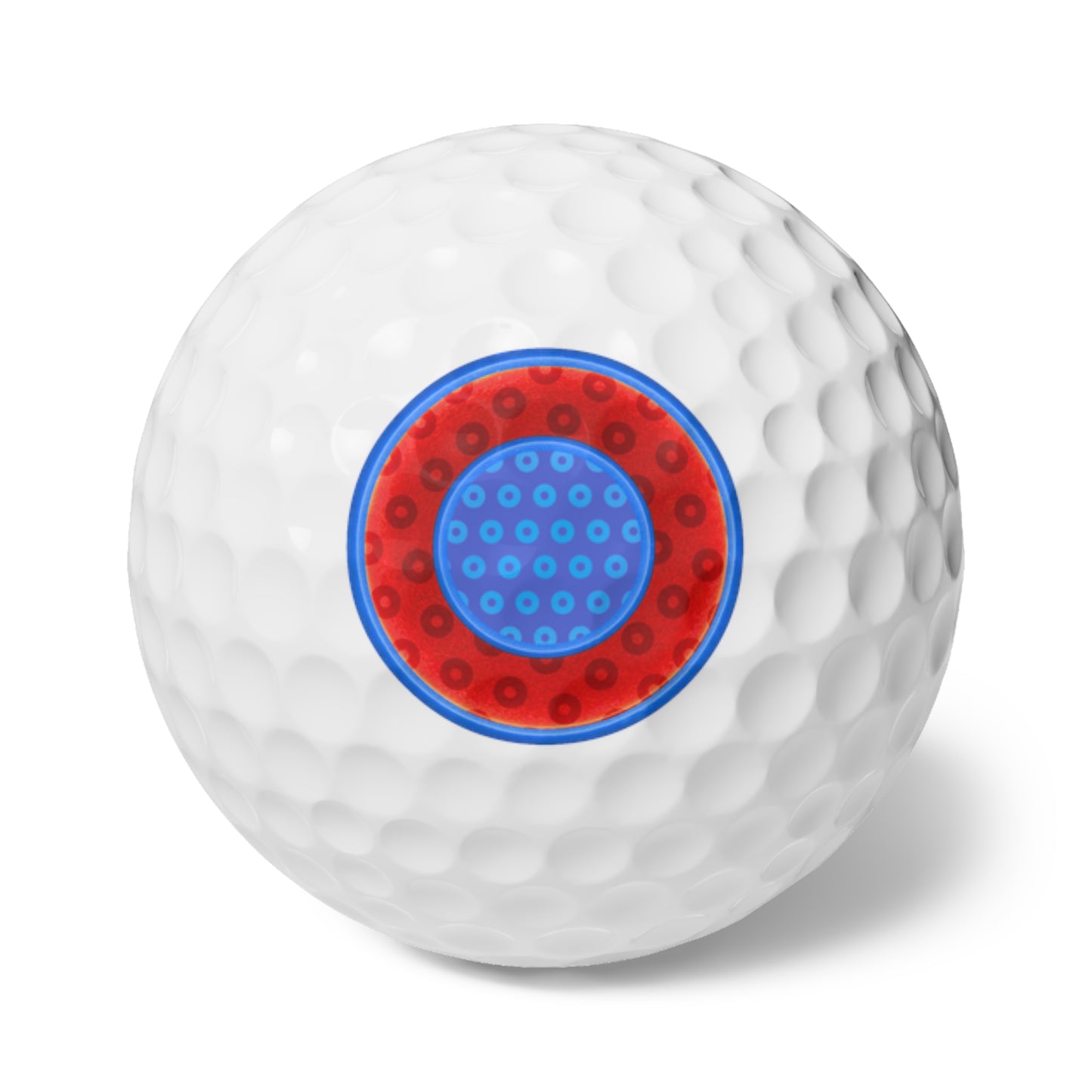 Lumpy Donut Golf Balls - 6-pack - "Plain/Abstract Donut" - red/blue widemouthed paradox donut