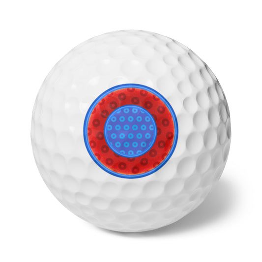 Lumpy Donut Golf Balls - 6-pack - "Plain/Abstract Donut" - red/blue widemouthed paradox donut