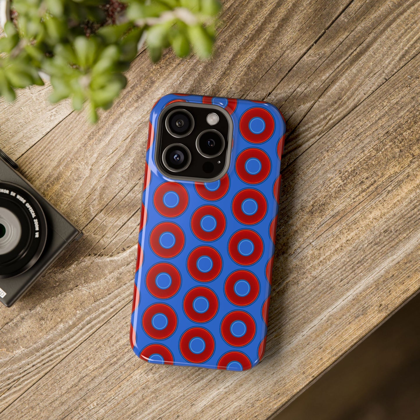 Magnetic Tough Donut Case - red vivid donut print w/medium royal blue background