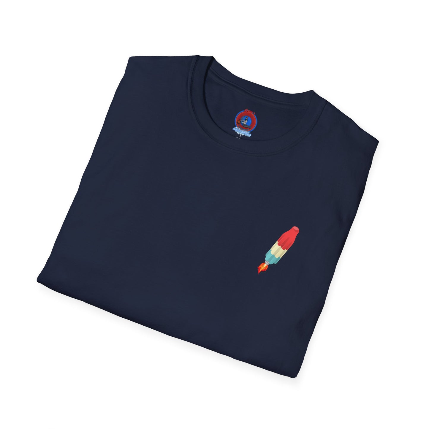 Classic Donut Tee - Unisex Soft-Style - "Blow this Popsicle Stand" - red/blue/cream - bomb pop