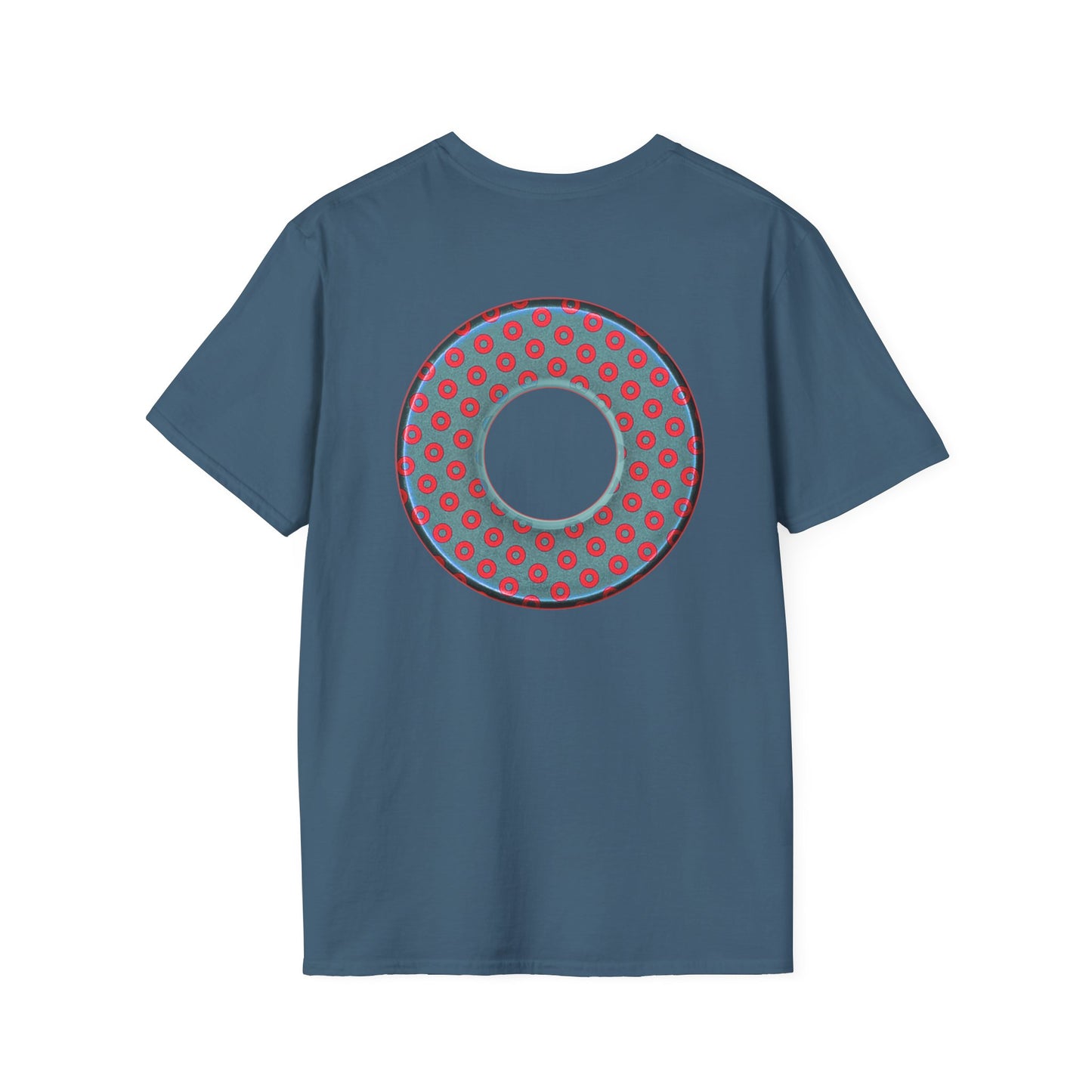 Plain Donuts/Unisex Soft-Style - "Plain Electric Paradoxical Donuts" - steel blue/red donuts