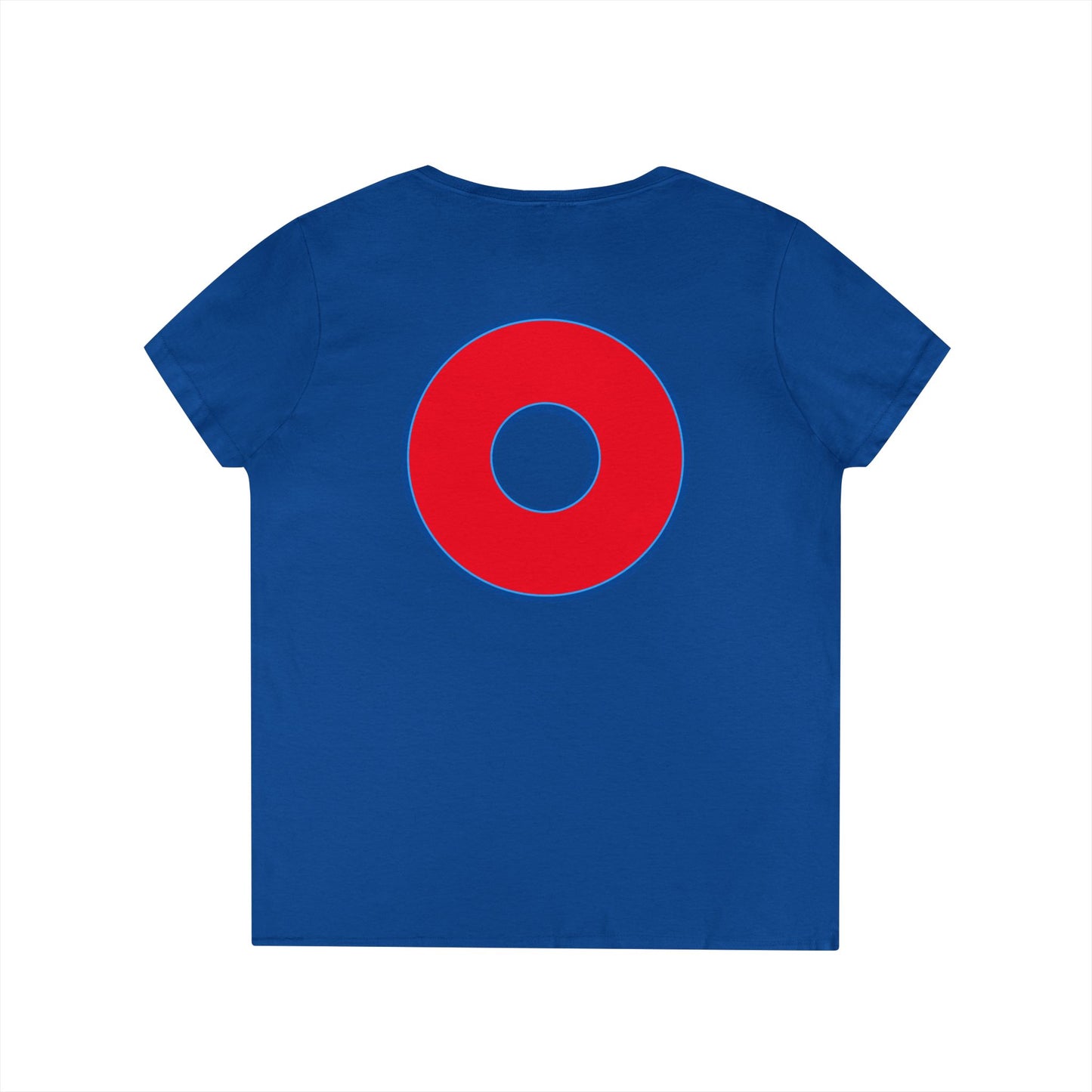 Women's Donut V-Neck Tee - "Red Philly Special" - plain red donuts w/blue outline