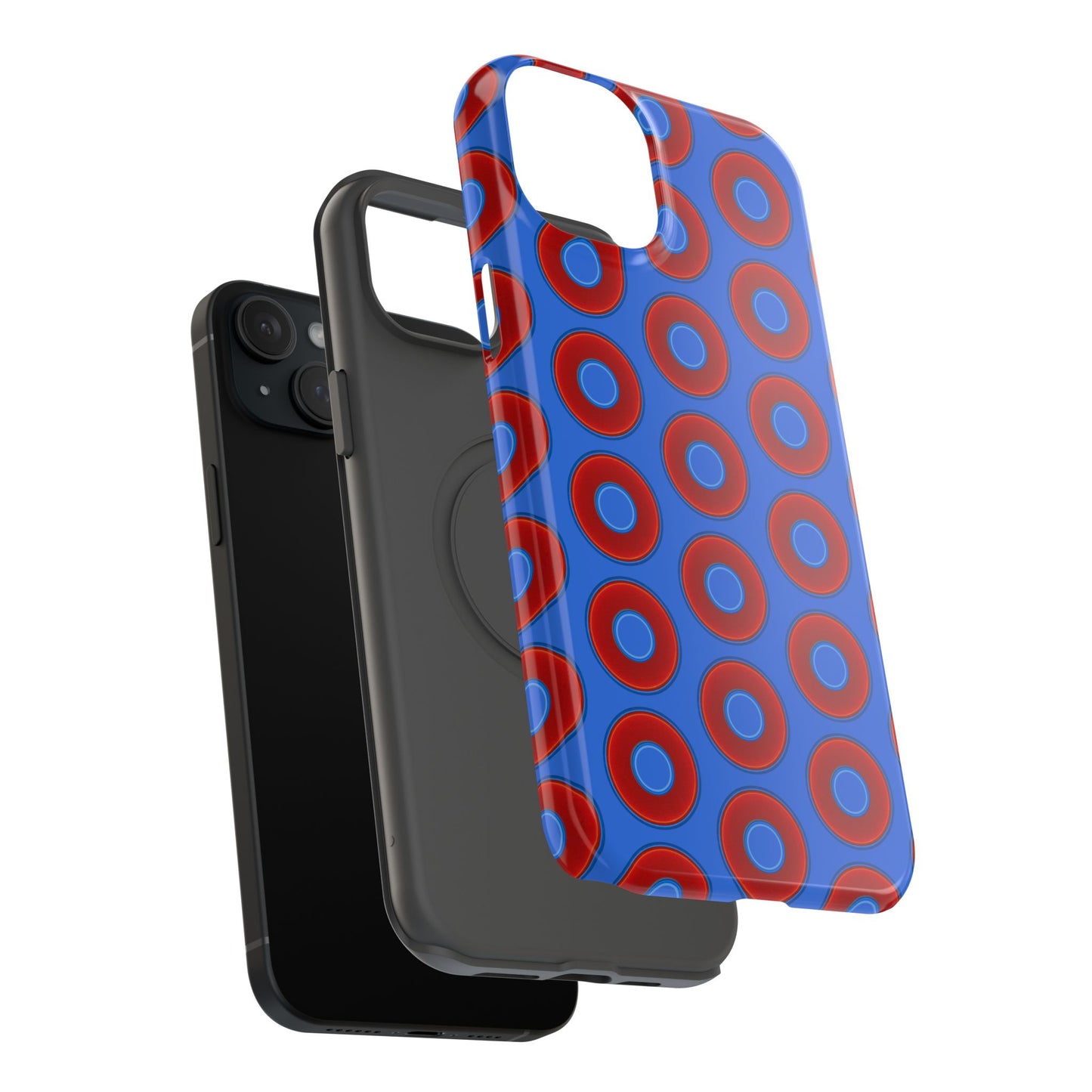 Impact-Resistant Lumpy Donut Case - red vivid donut print w/medium royal blue background