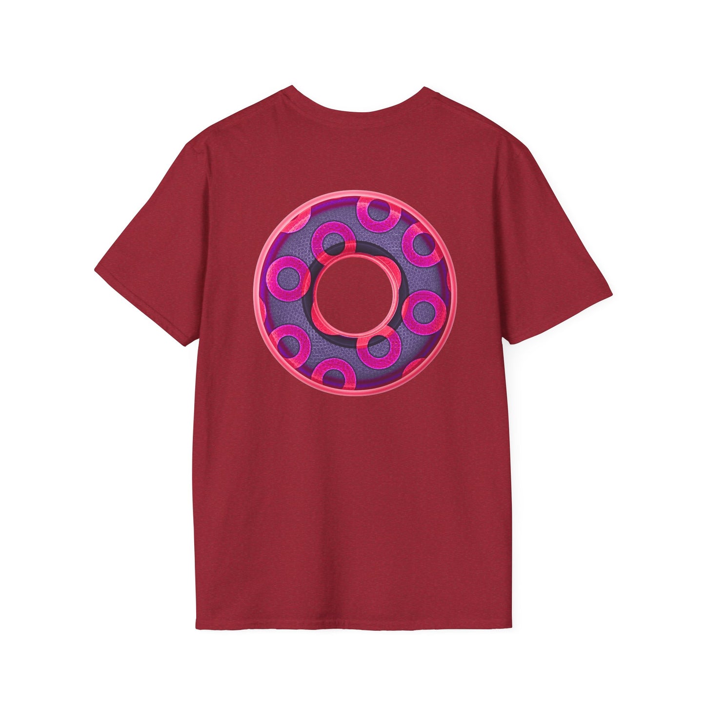 Plain Donuts/Unisex Soft-Style - "Plain Rustic Paradoxical Donuts" - magenta/dark purple donuts