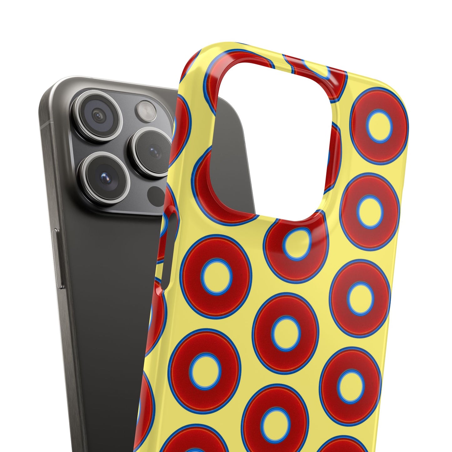 Lumpy Donut Snap Case - red vivid donut print w/yellow background