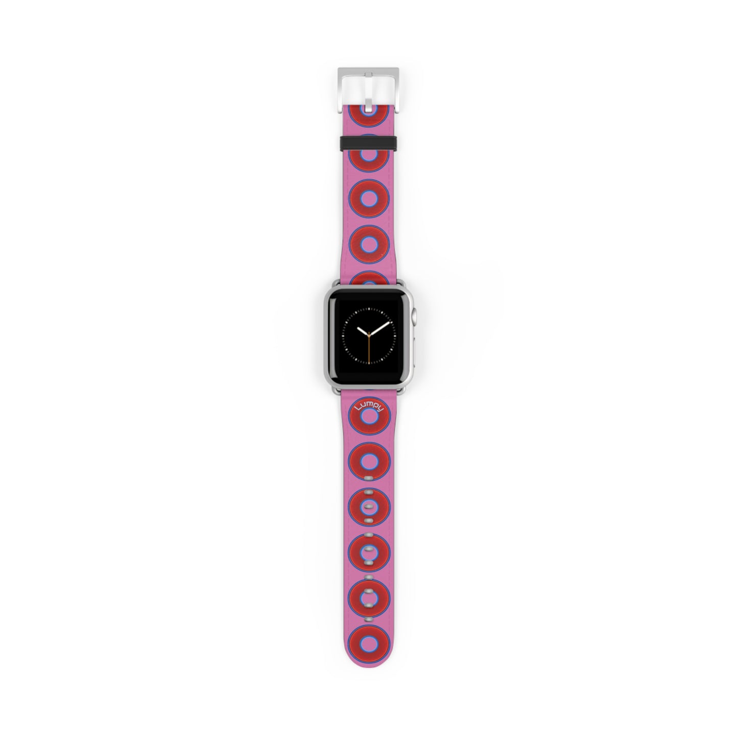 Lumpy Donut Wristband - compatible w/apple watch - red vivid donuts w/light pink background