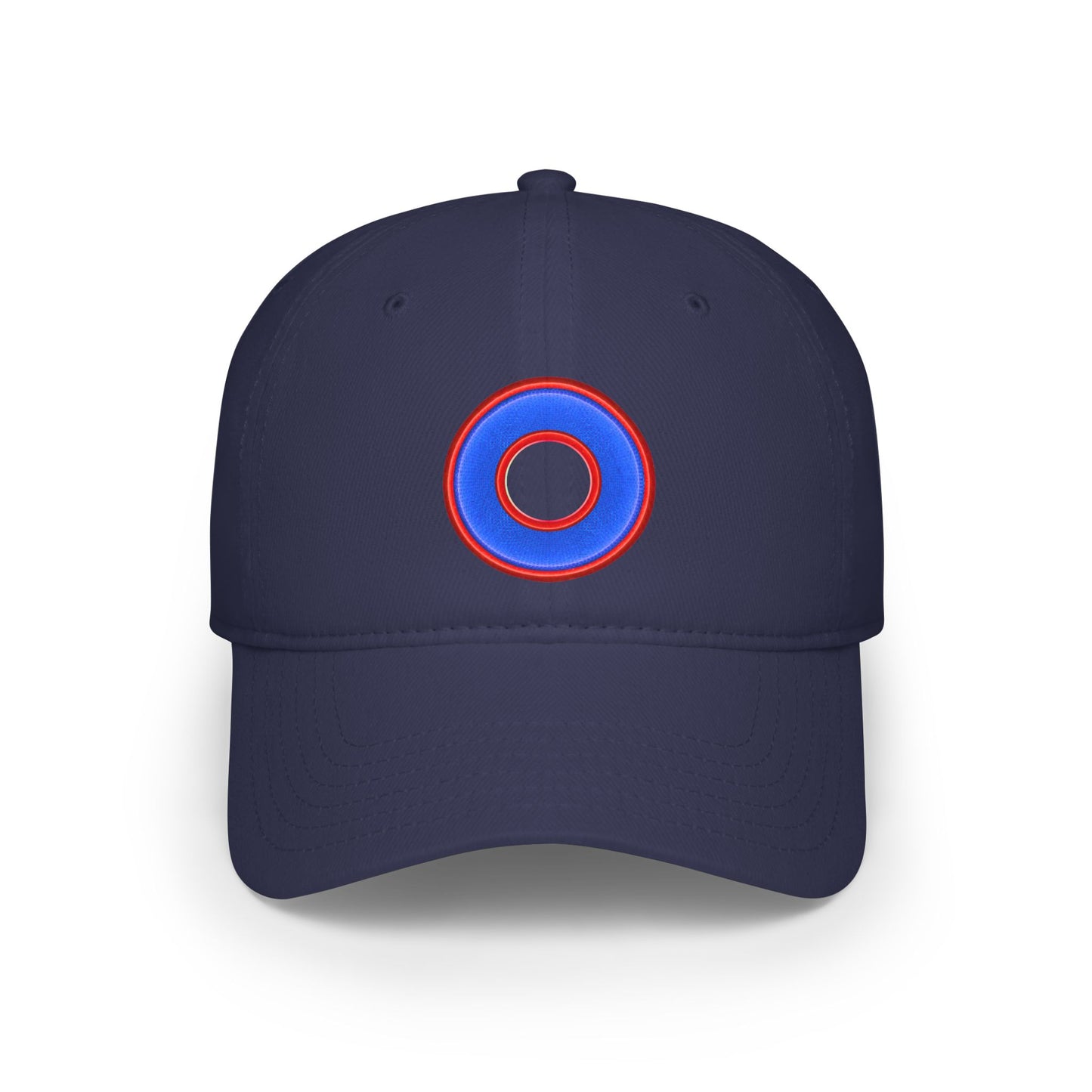 Lumpy Donut Baseball Cap - "Plain [Mary] Jane" - rustic blue/red donut w/