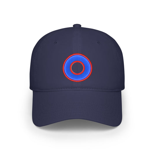 Lumpy Donut Baseball Cap - "Plain [Mary] Jane" - rustic blue/red donut w/