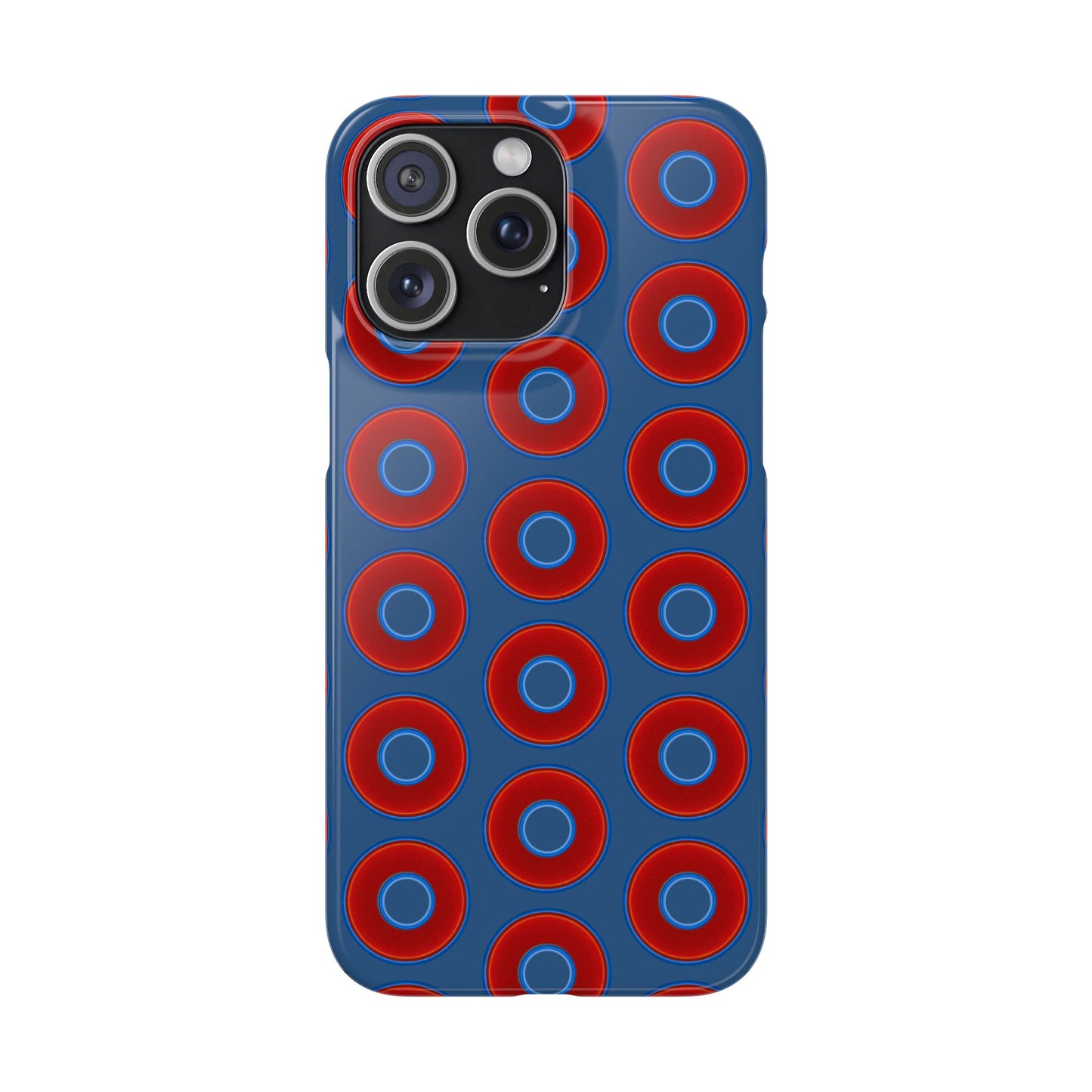 Lumpy Donut Snap Case - red vivid donut print w/light navy blue background