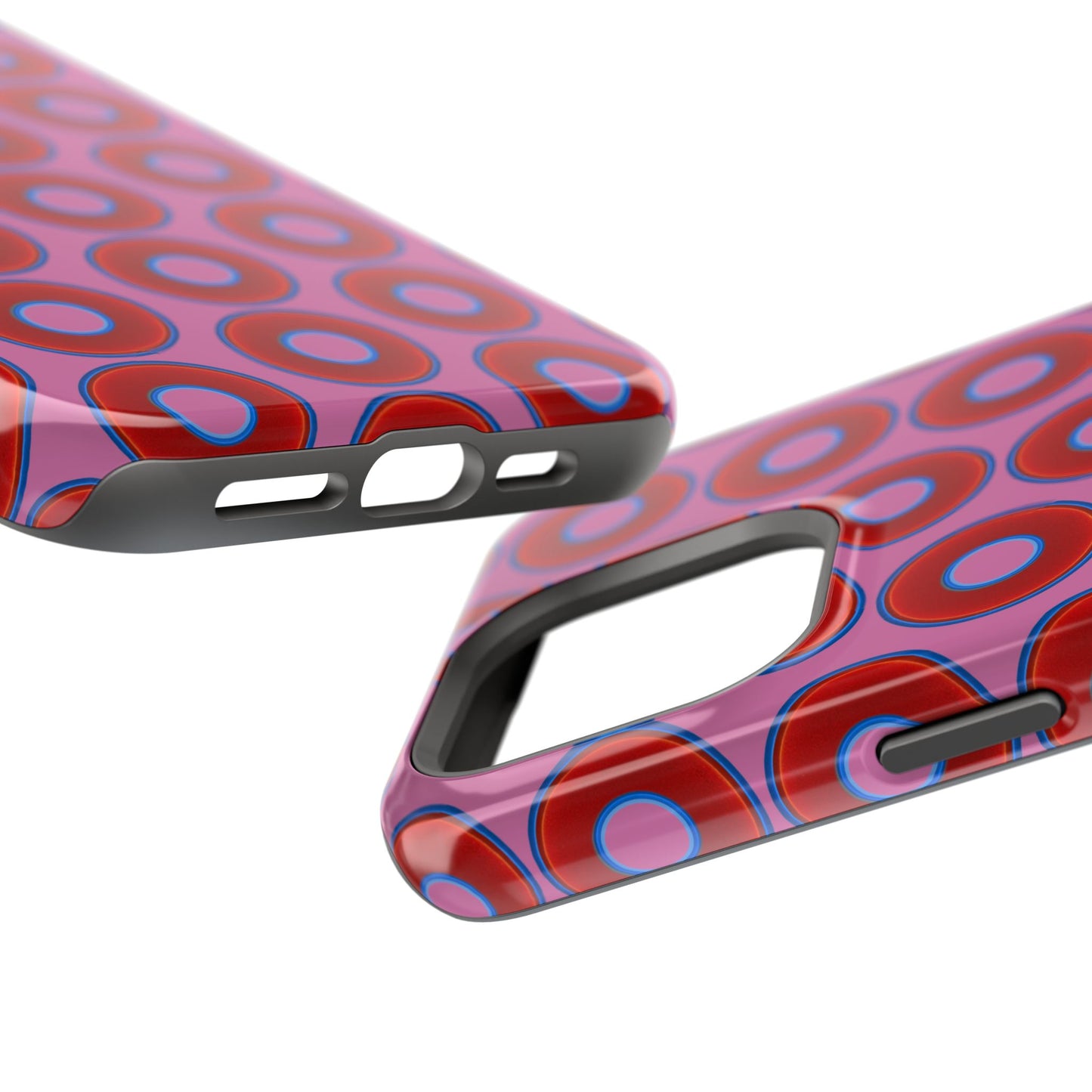 Magnetic Tough Donut Case - red vivid donut print w/pink background
